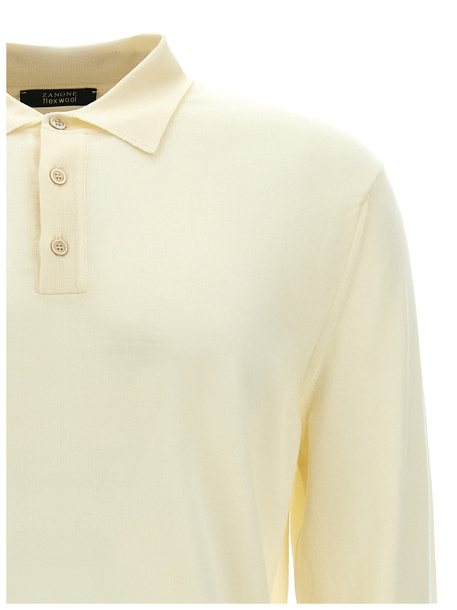 Shop Zanone Wool Polo Shirt In White