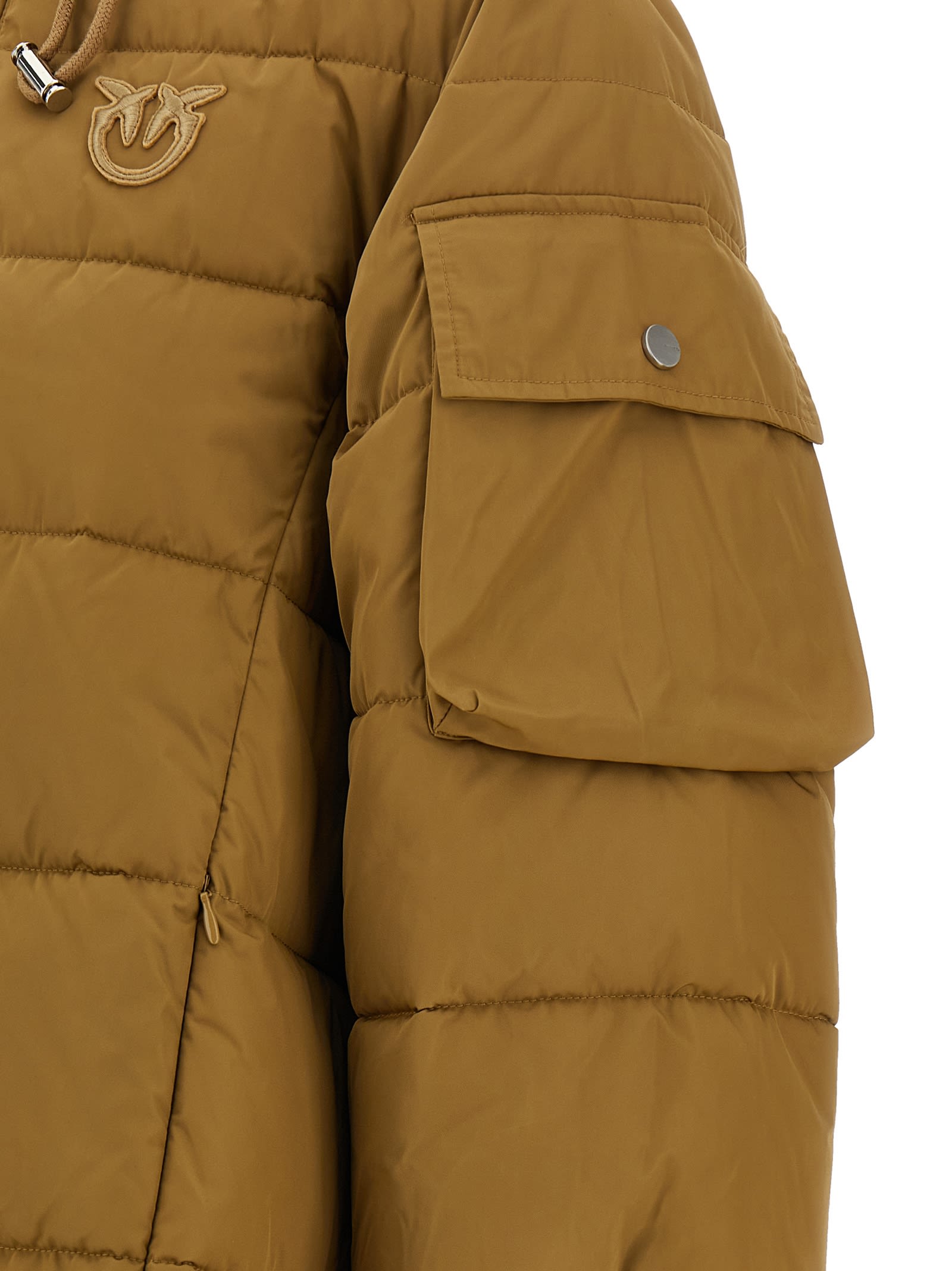 Pinko Crusca Puffer Jackets Beige In Brown