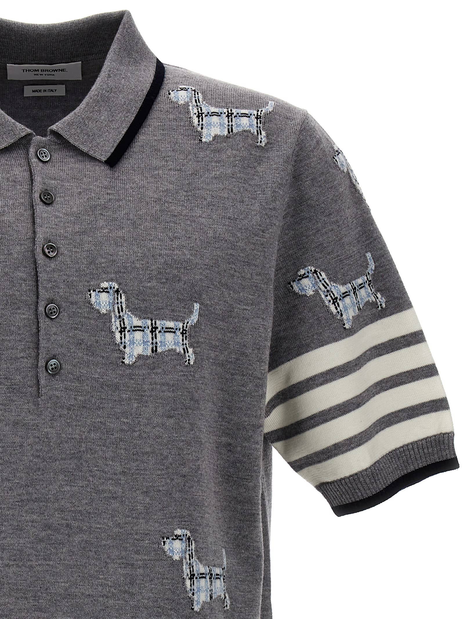 Shop Thom Browne Hector Polo Shirt In Gray