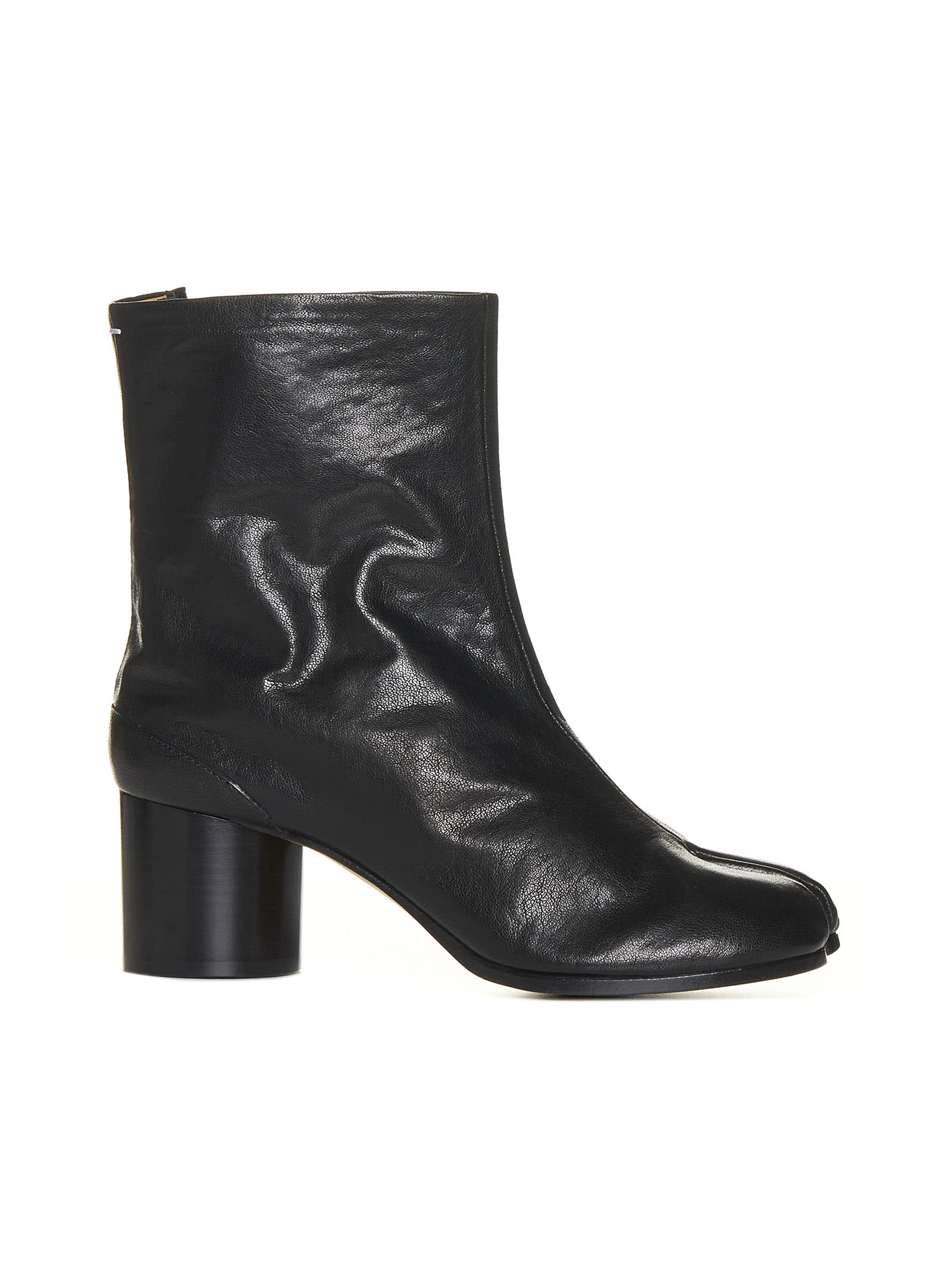 Maison Margiela Tabi Leather Ankle Boots In Black