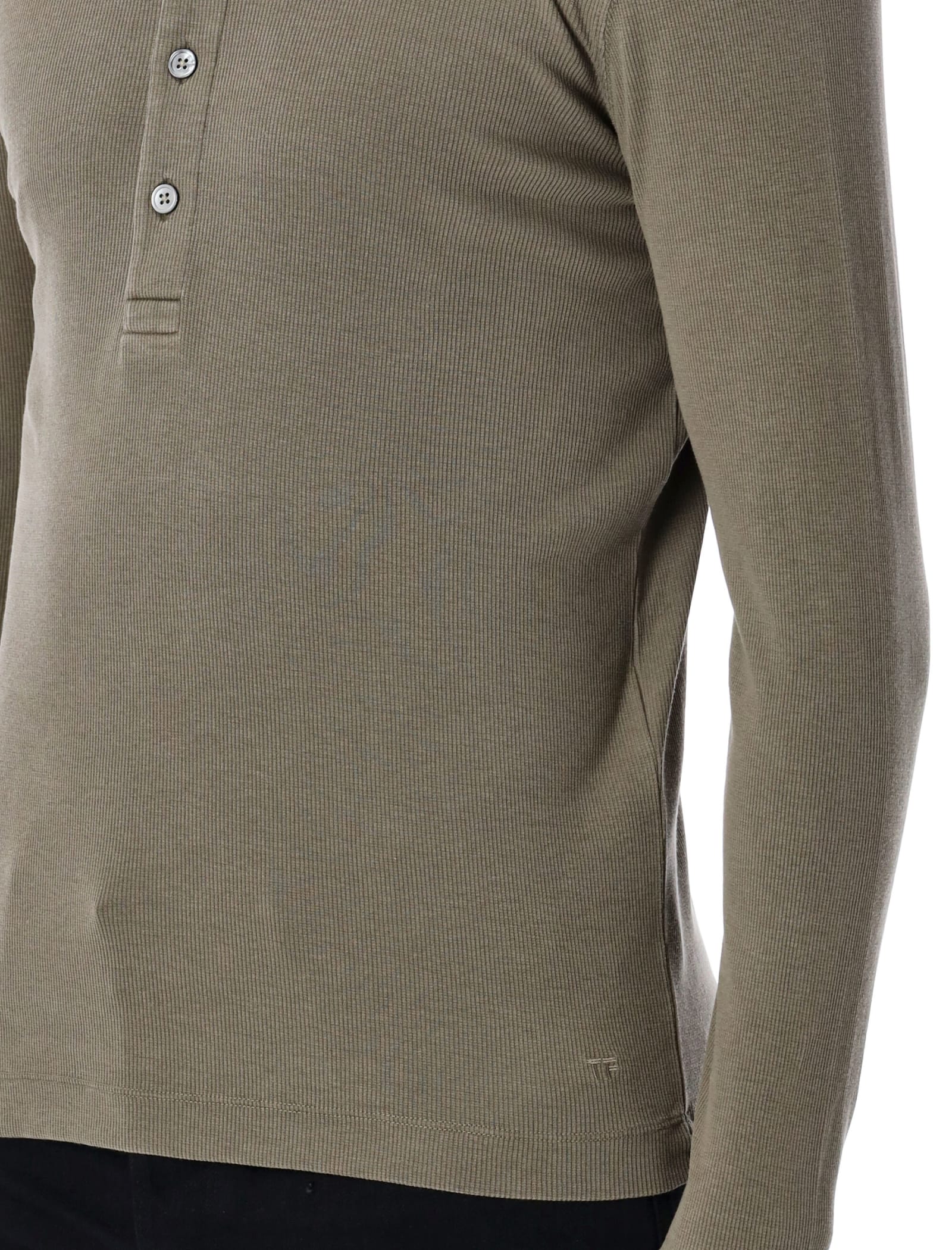 Shop Tom Ford Henley T-shirt In Fern Green