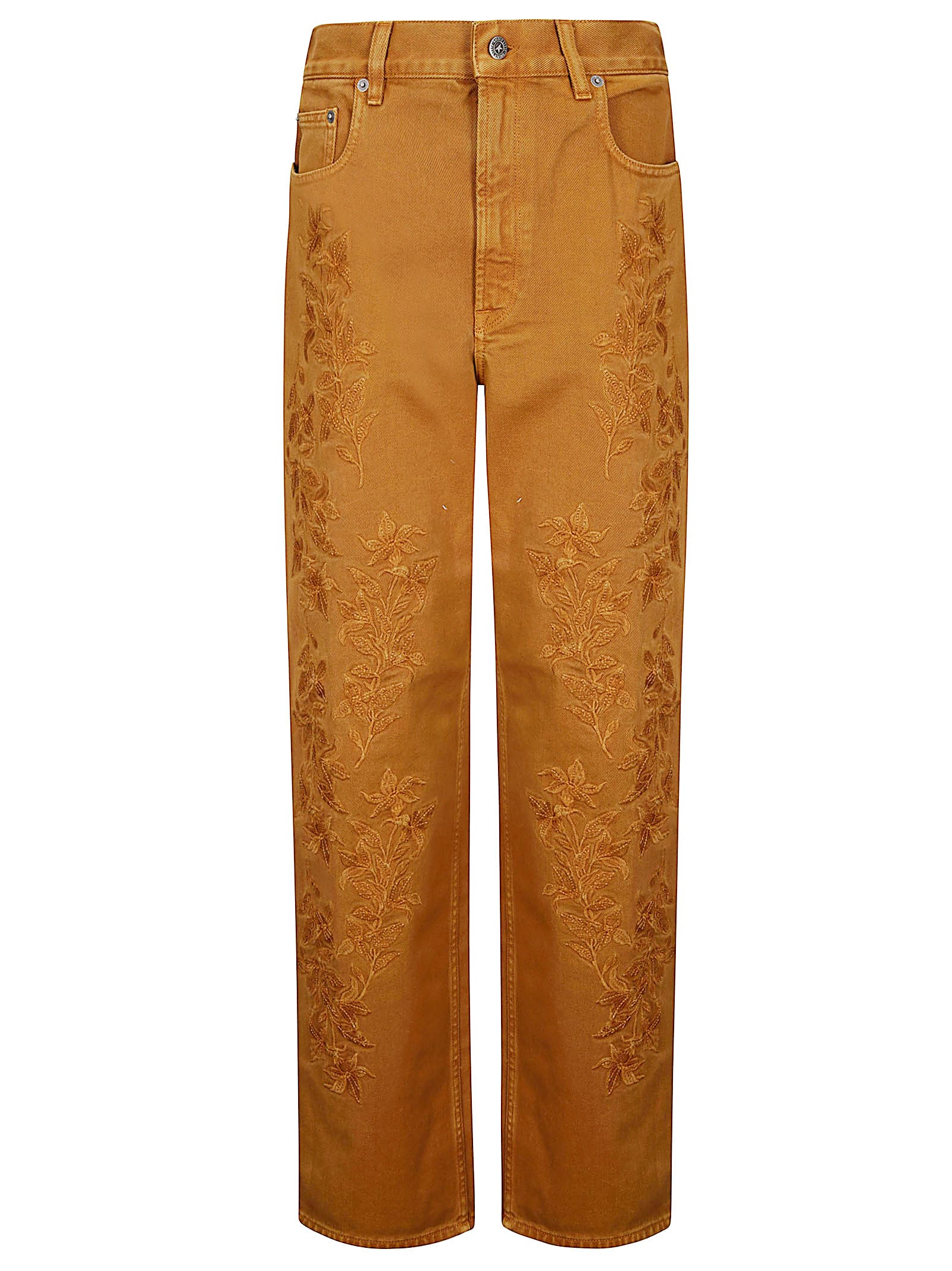 Golden Goose Journey Ws Pant Kim Long Leg Garment Dyed Embroid In Brown