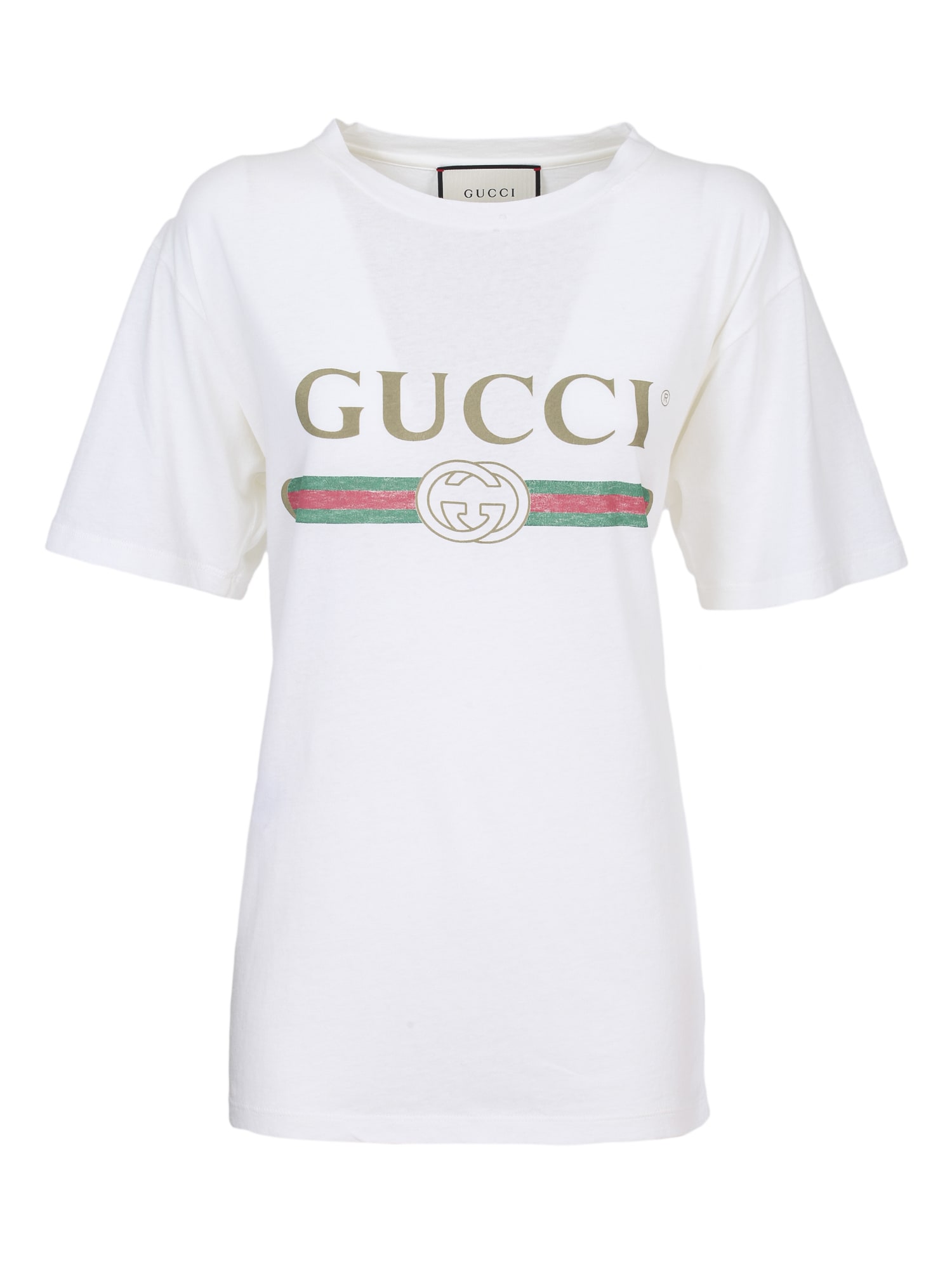 GUCCI .GUCCI WHIT T-SHIRT. VINTAGE LOGO,11233212