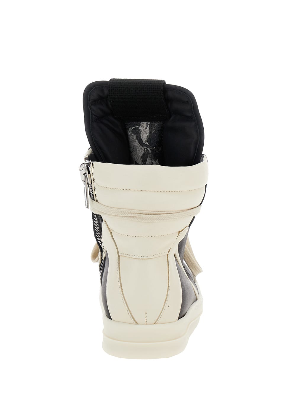 Shop Rick Owens Geo-basket Black Anche White High-top Sneakers With Contrasting Details In Leather Woman