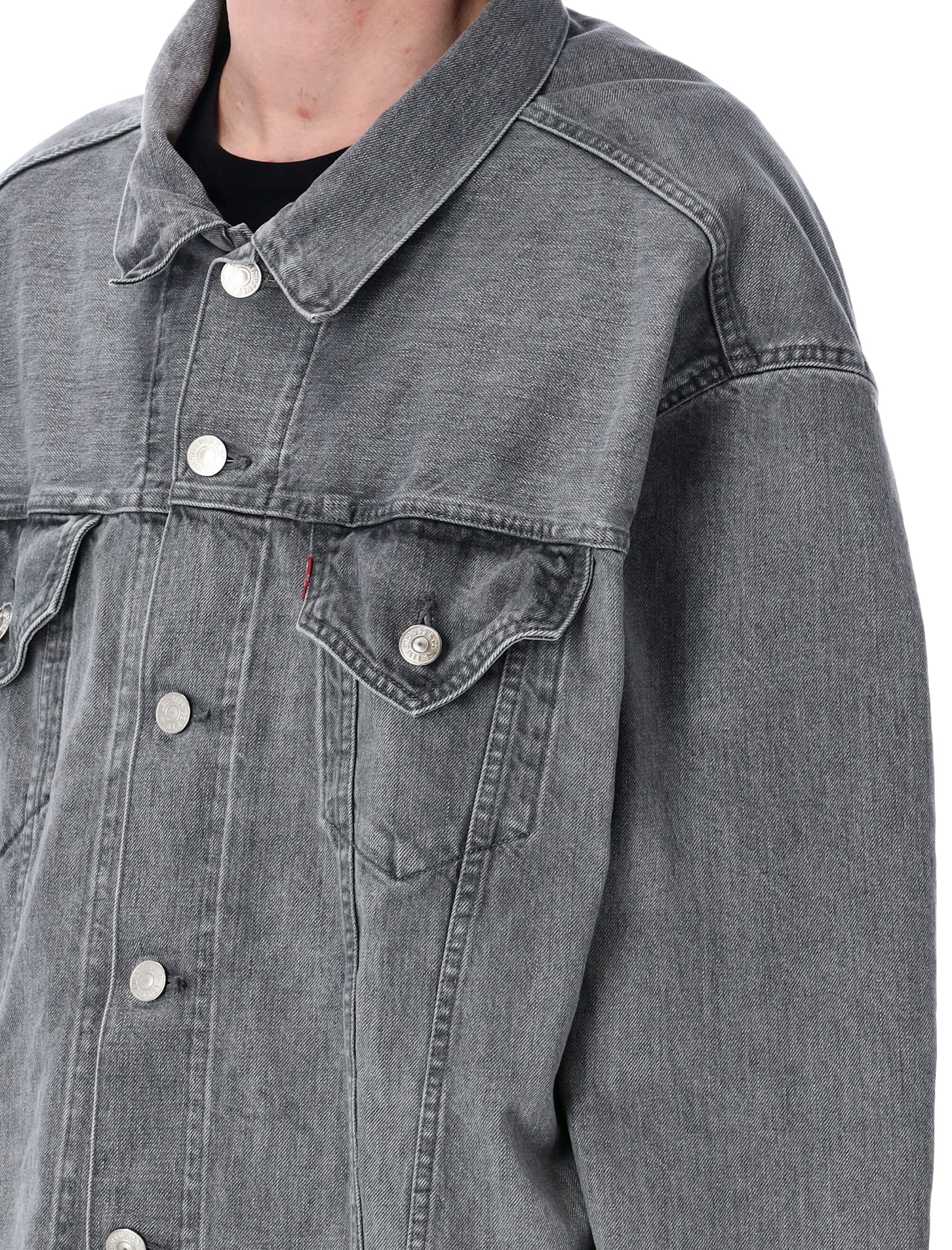 Junya Watanabe Washed Grey Oversized Denim Jacket In Gray