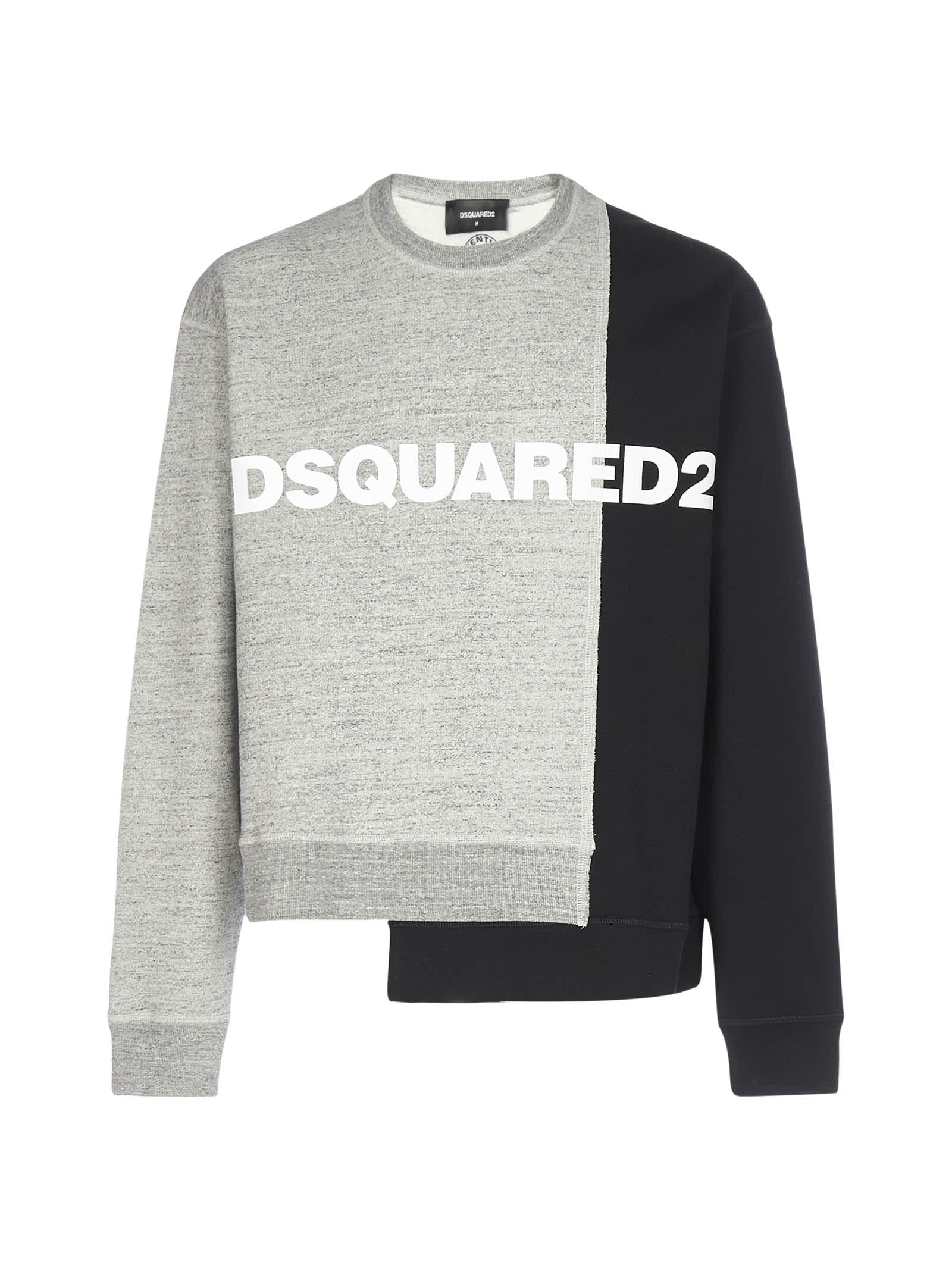 Dsquared2 Bi-chrome Logo Asymmetric Cotton Sweatshirt