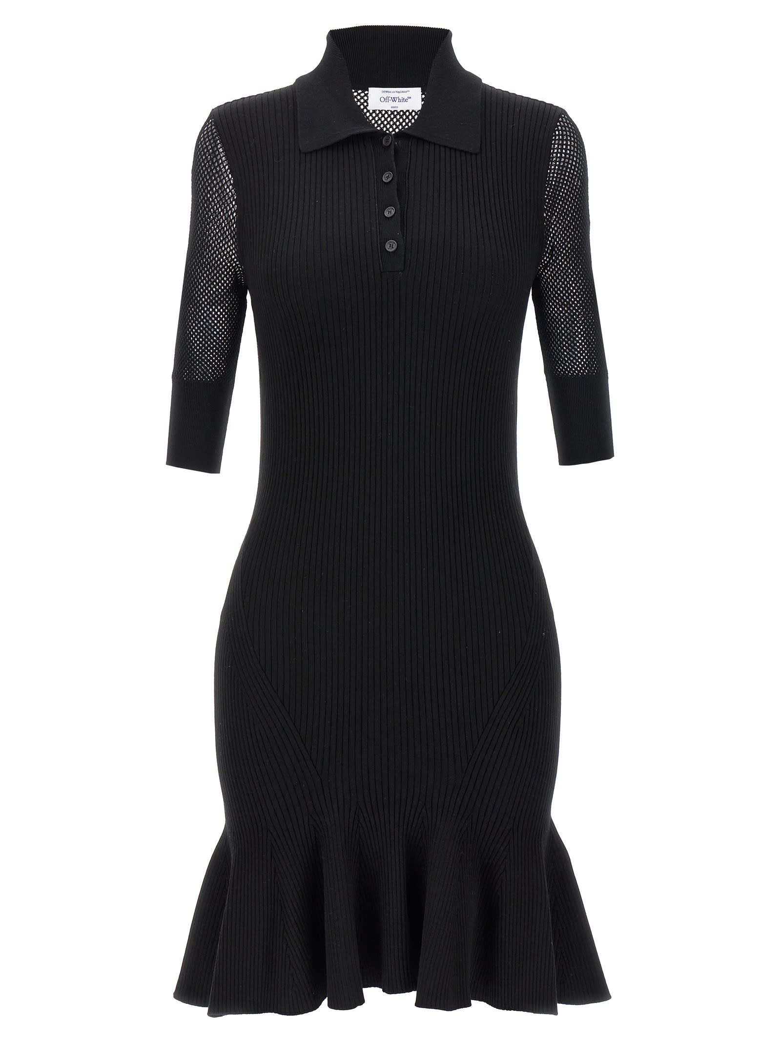 Shop Off-white Net Arrow Dress In Black