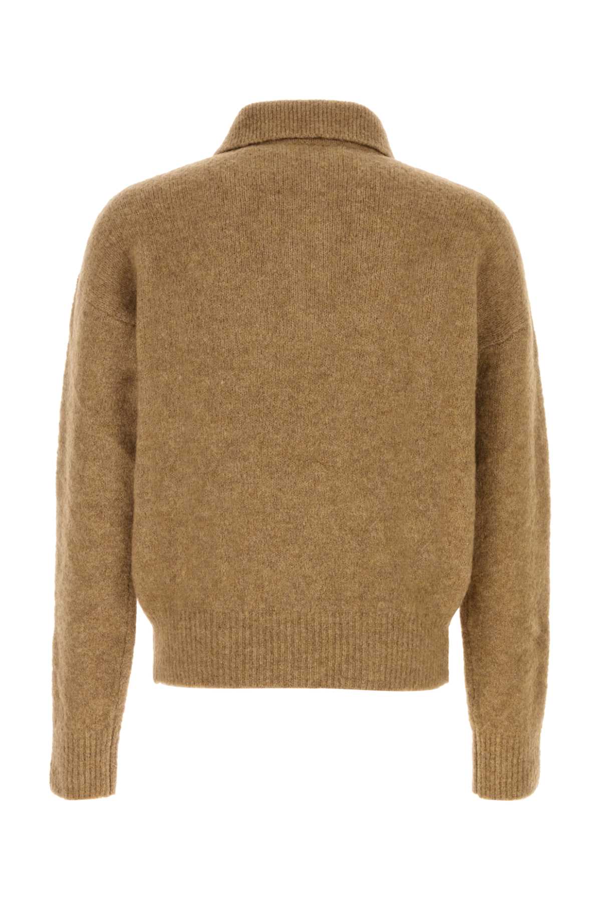 Ami Alexandre Mattiussi Camel Stretch Alpaca Blend Polo Shirt In Brown