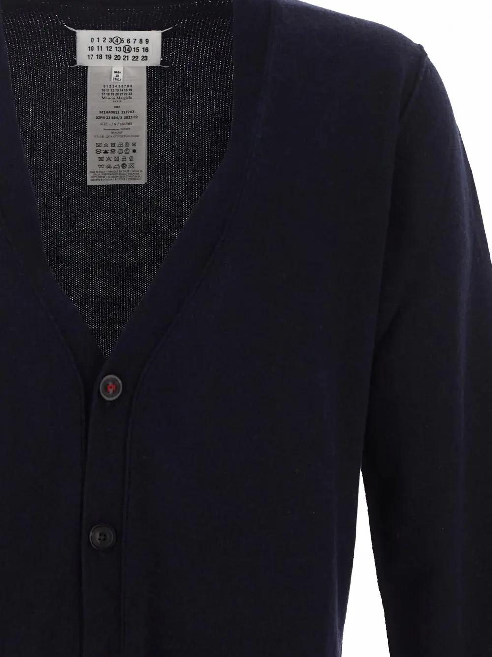 Shop Maison Margiela Knit Cardigan In Blue