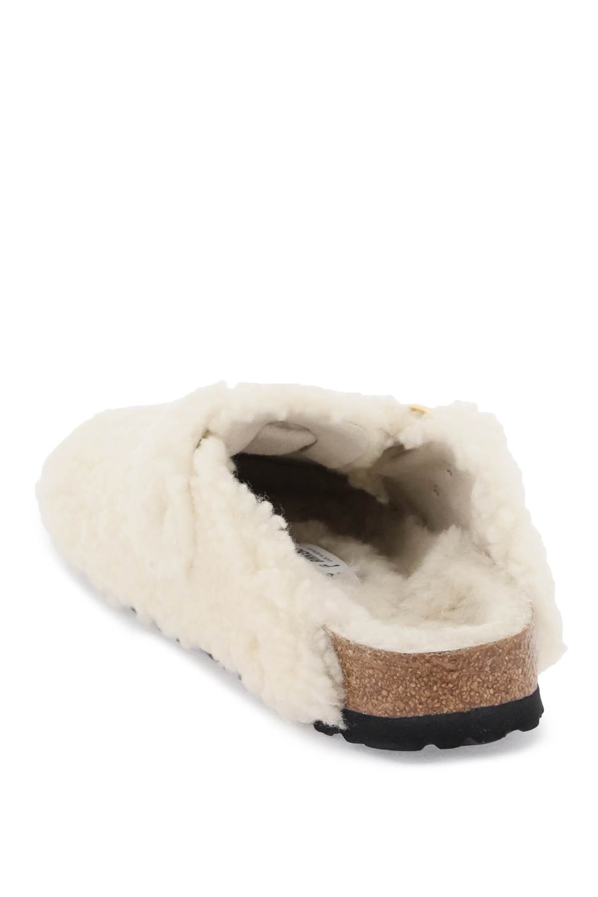 Birkenstock Womens Eggshell Shearling Boston Buckle-embellished Clogs In Ivory