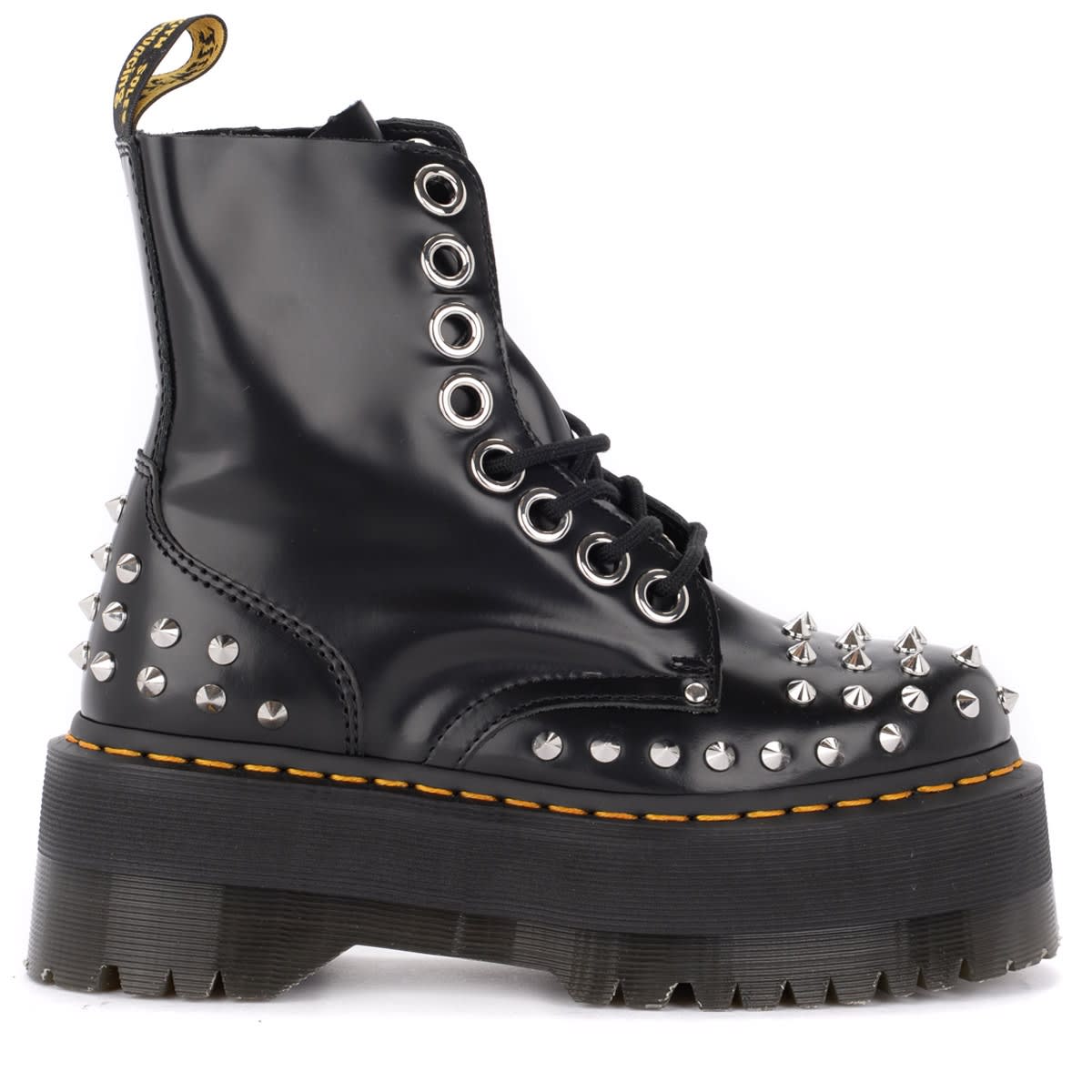 DR. MARTENS' JADON MAX AMPHIBIOUS BOOT MADE OF BLACK LEATHER WITH STUDS,11232622