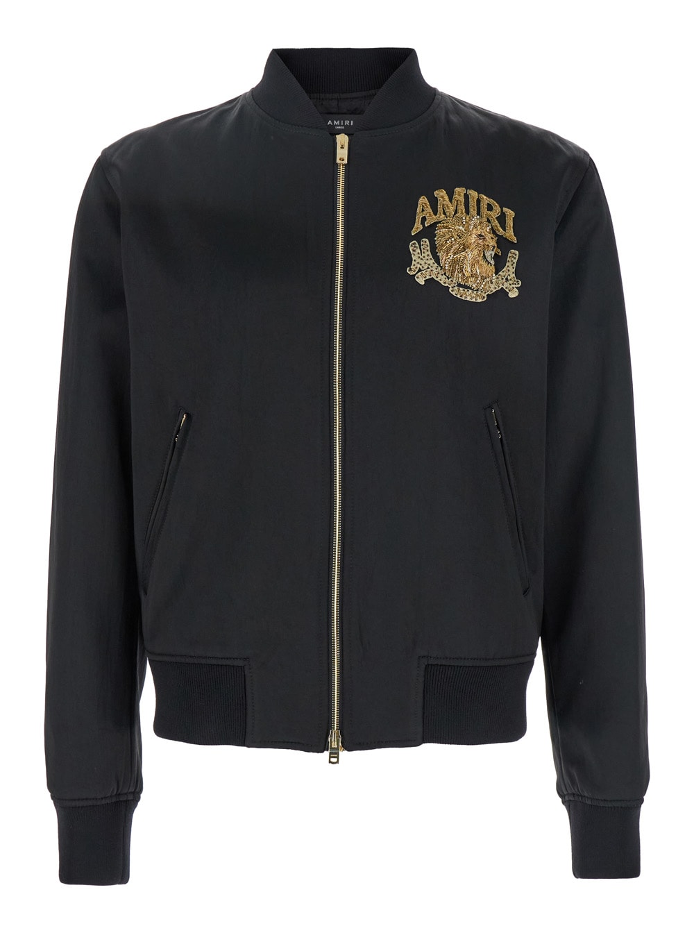 Shop Amiri Lion Beaded Bomber In Black