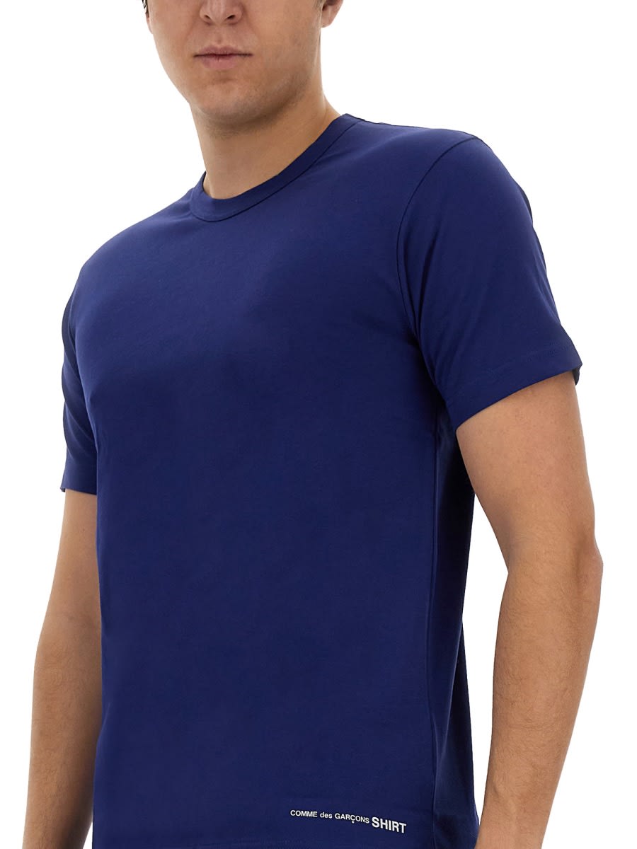 Shop Comme Des Garçons Shirt T-shirt With Logo In Blue