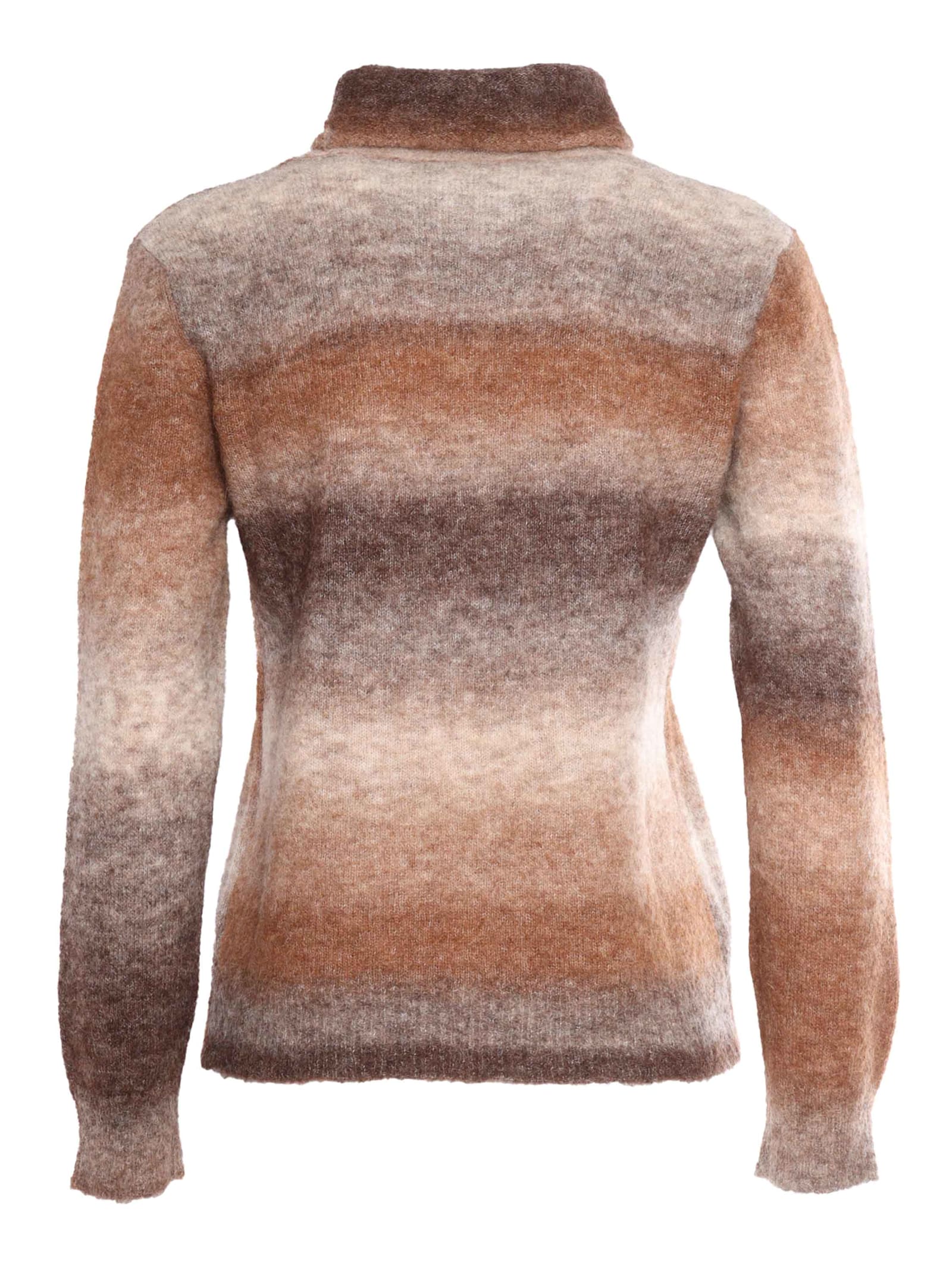 Shop Kangra Printed Effect Turtleneck Sweater In Brown