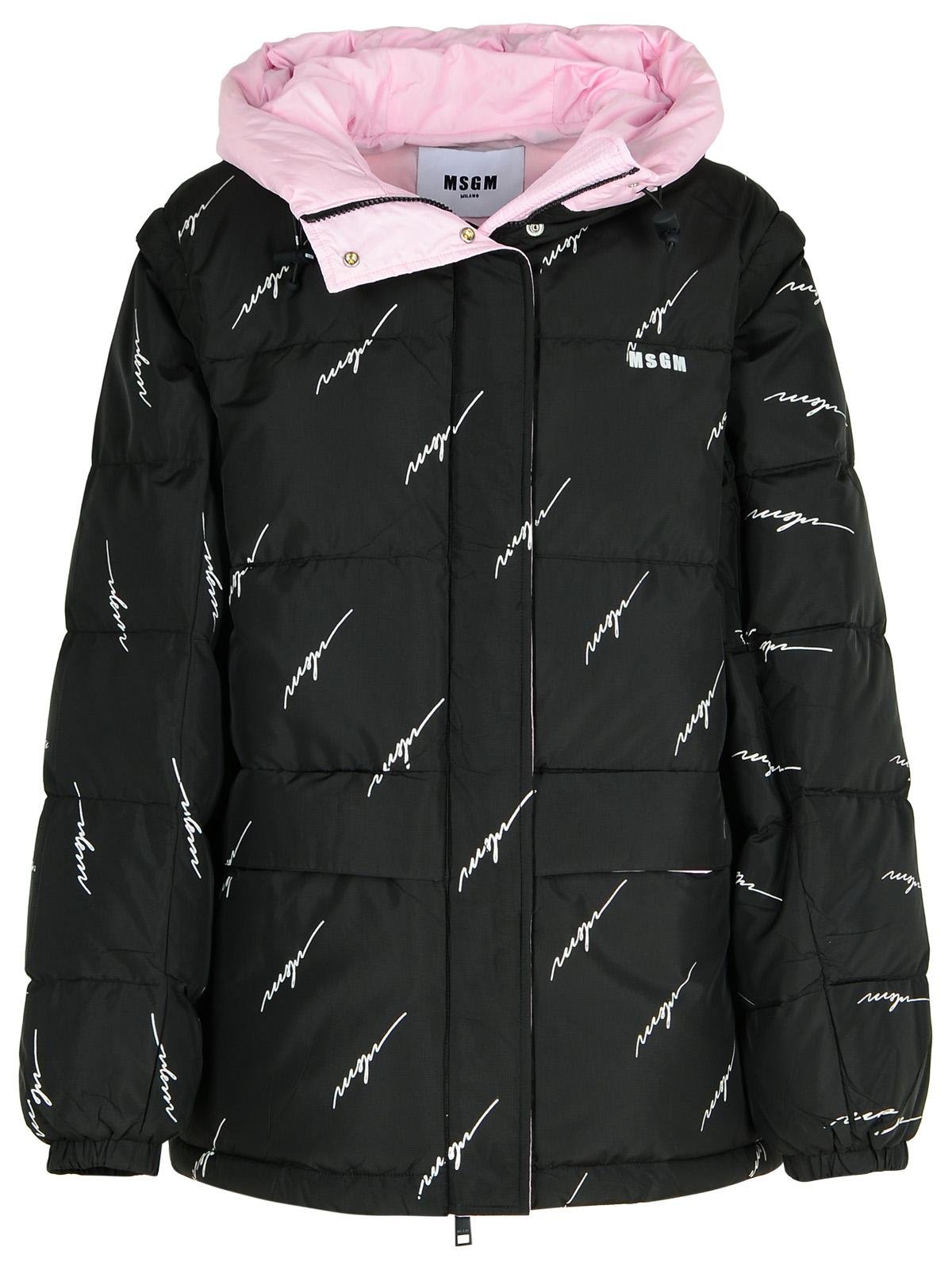 Shop Msgm Black Polyester Down Jacket