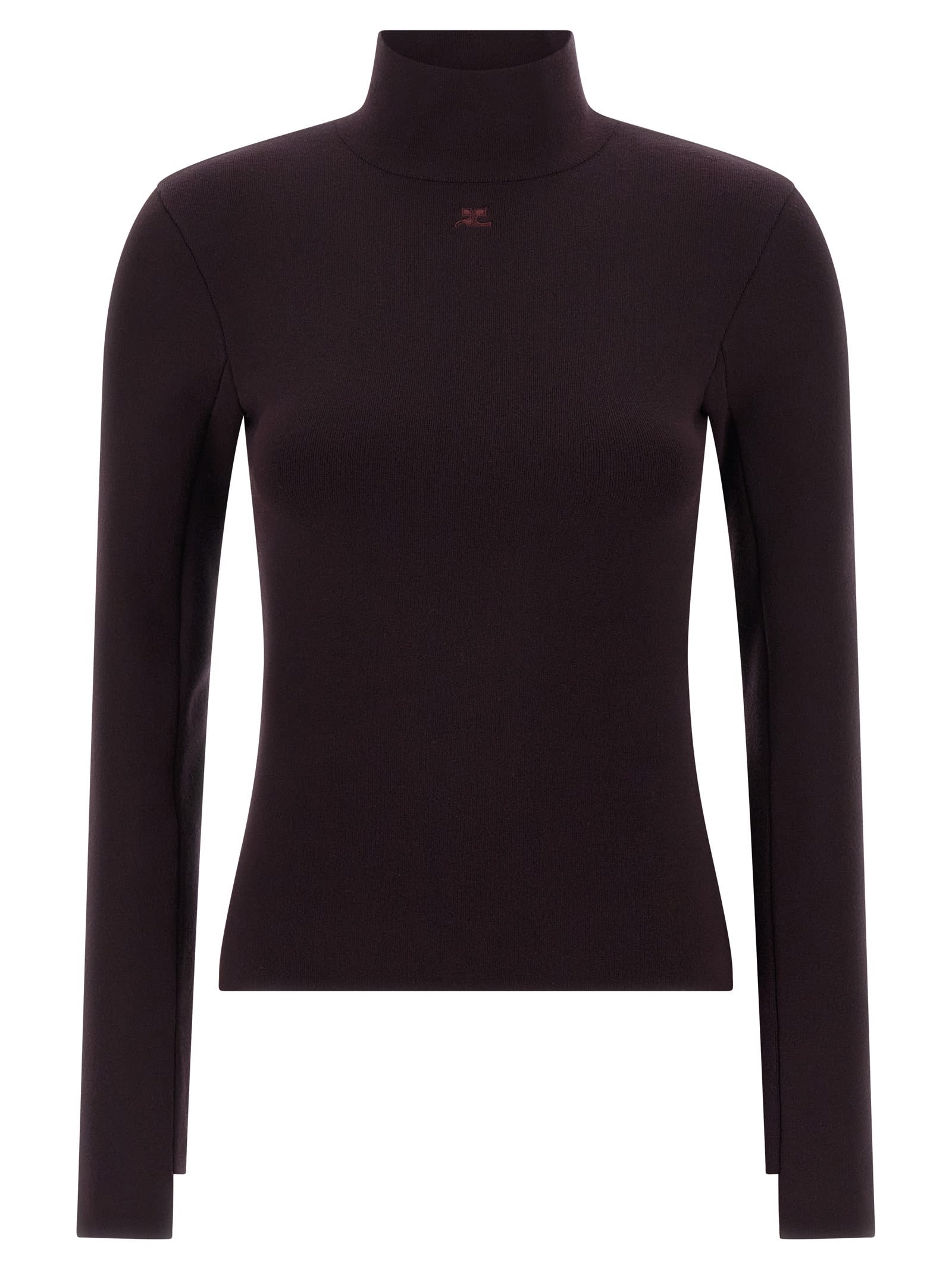 Courrèges Maroon Interlock Viscose Sweater In Burgundy