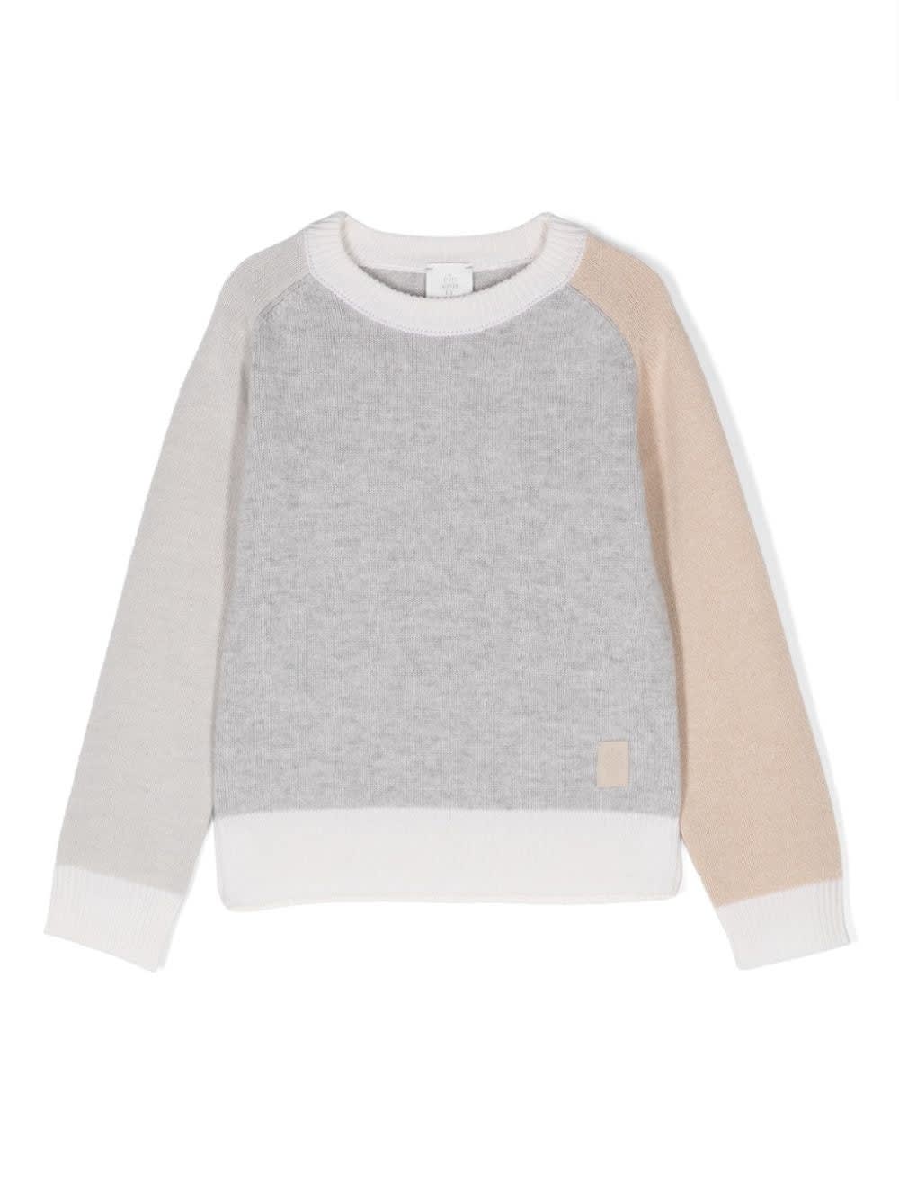 ELEVENTY COLOUR-BLOCK WOOL AND CASHMERE SWEATER