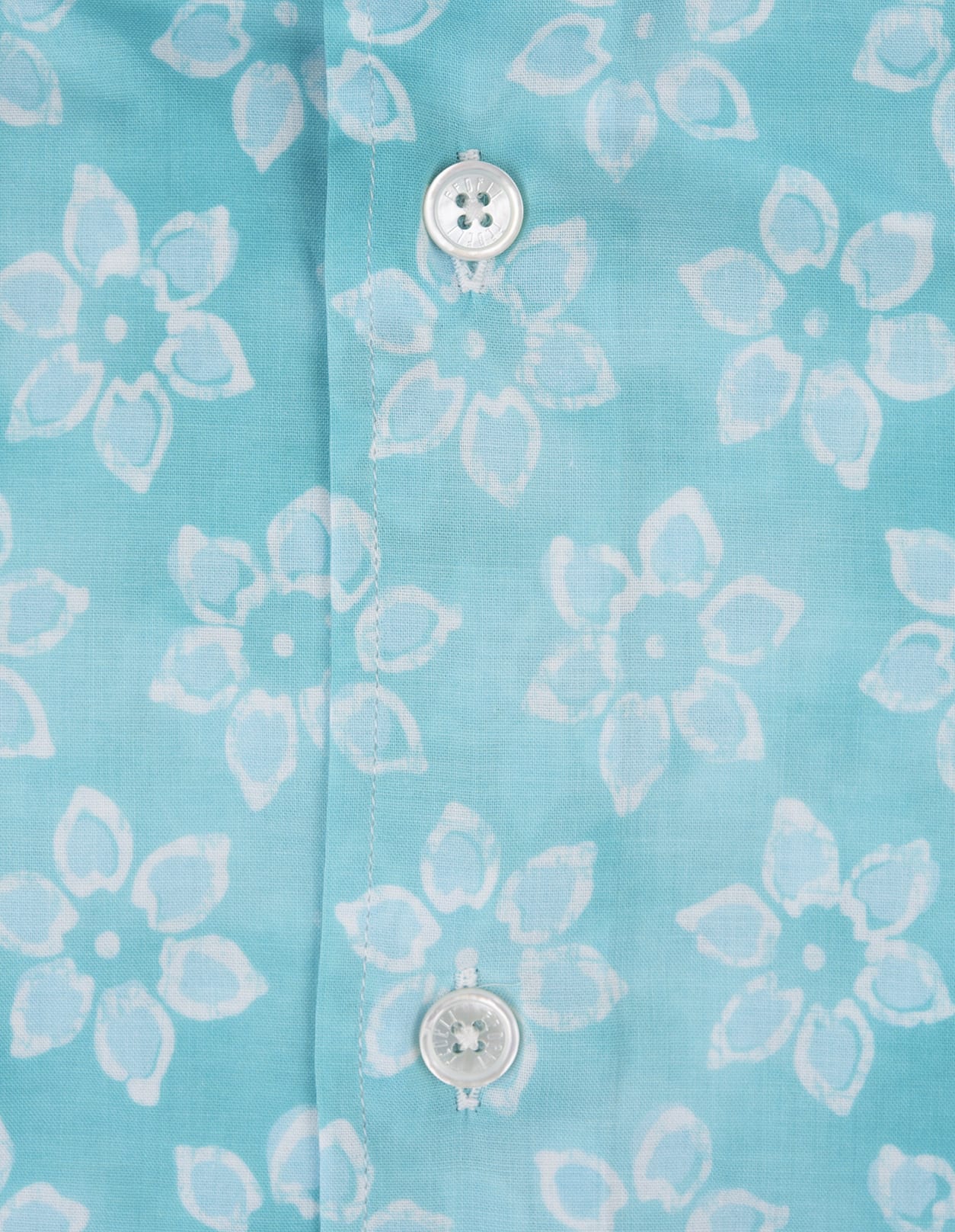 Shop Fedeli Light Blue Panamino Sean Shirt With Floral Pattern