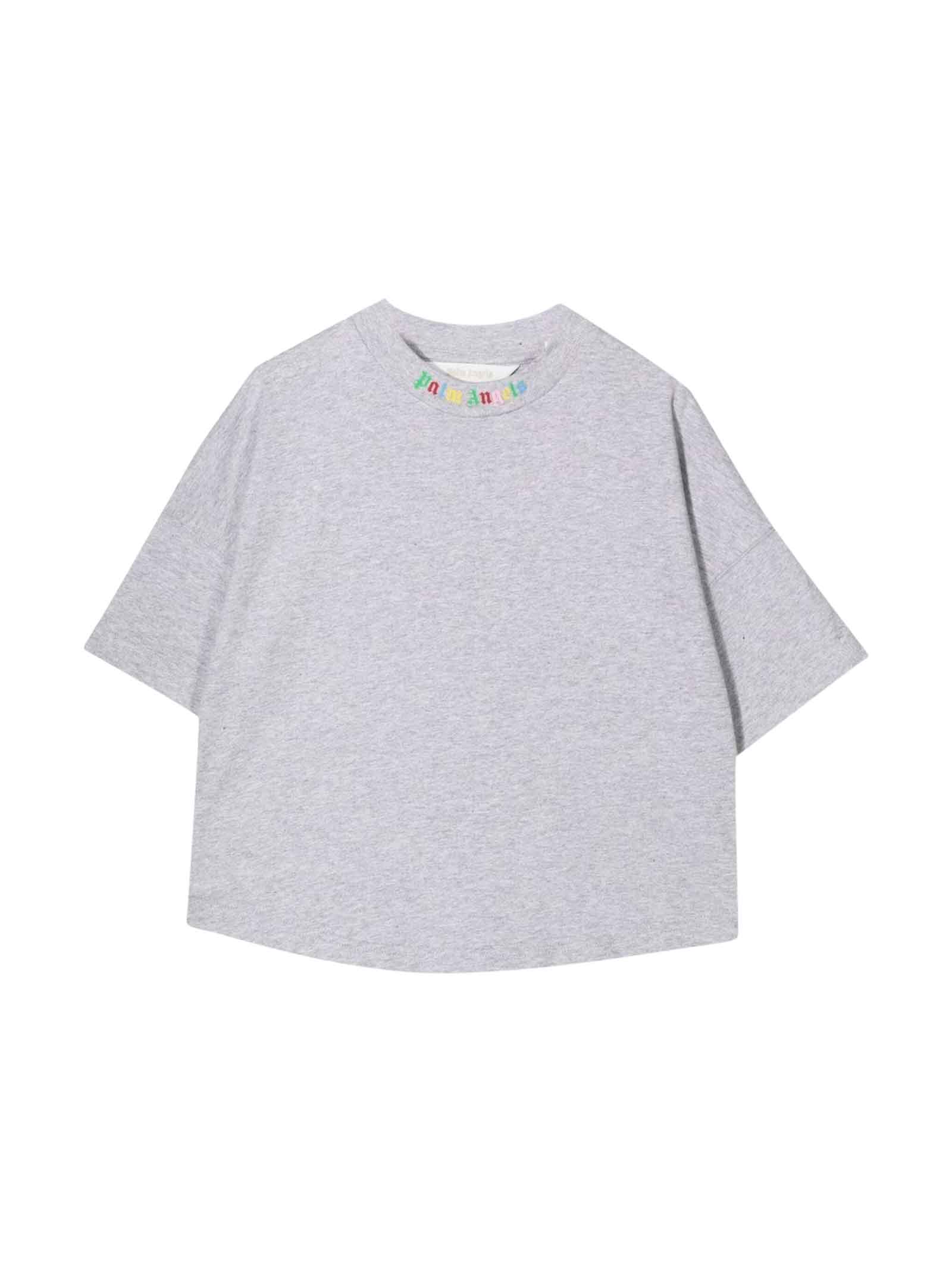 Palm Angels Grey T-shirt With Multicolor Print