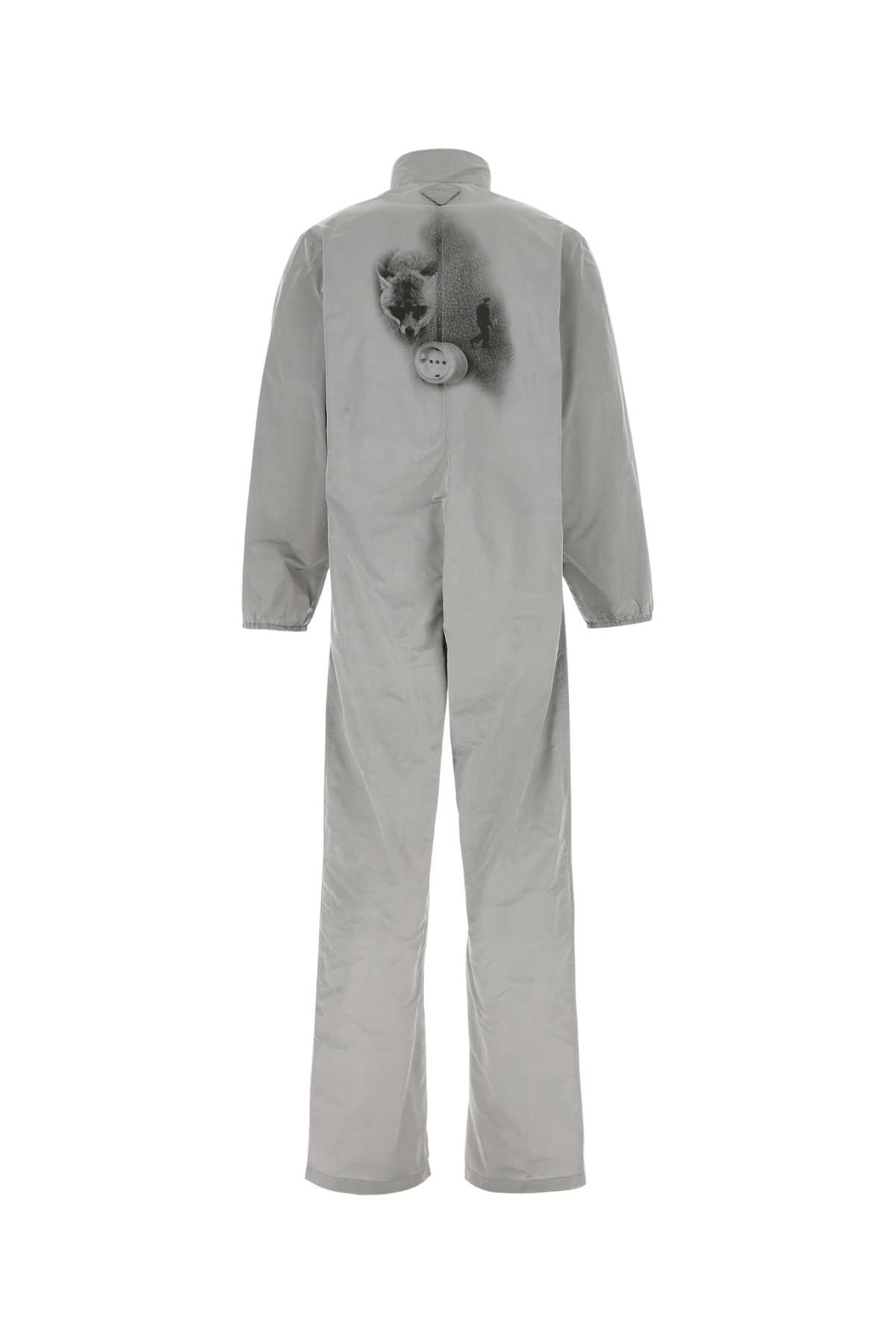 Shop Prada Grey Re-nylon Jumpsuit In F0276