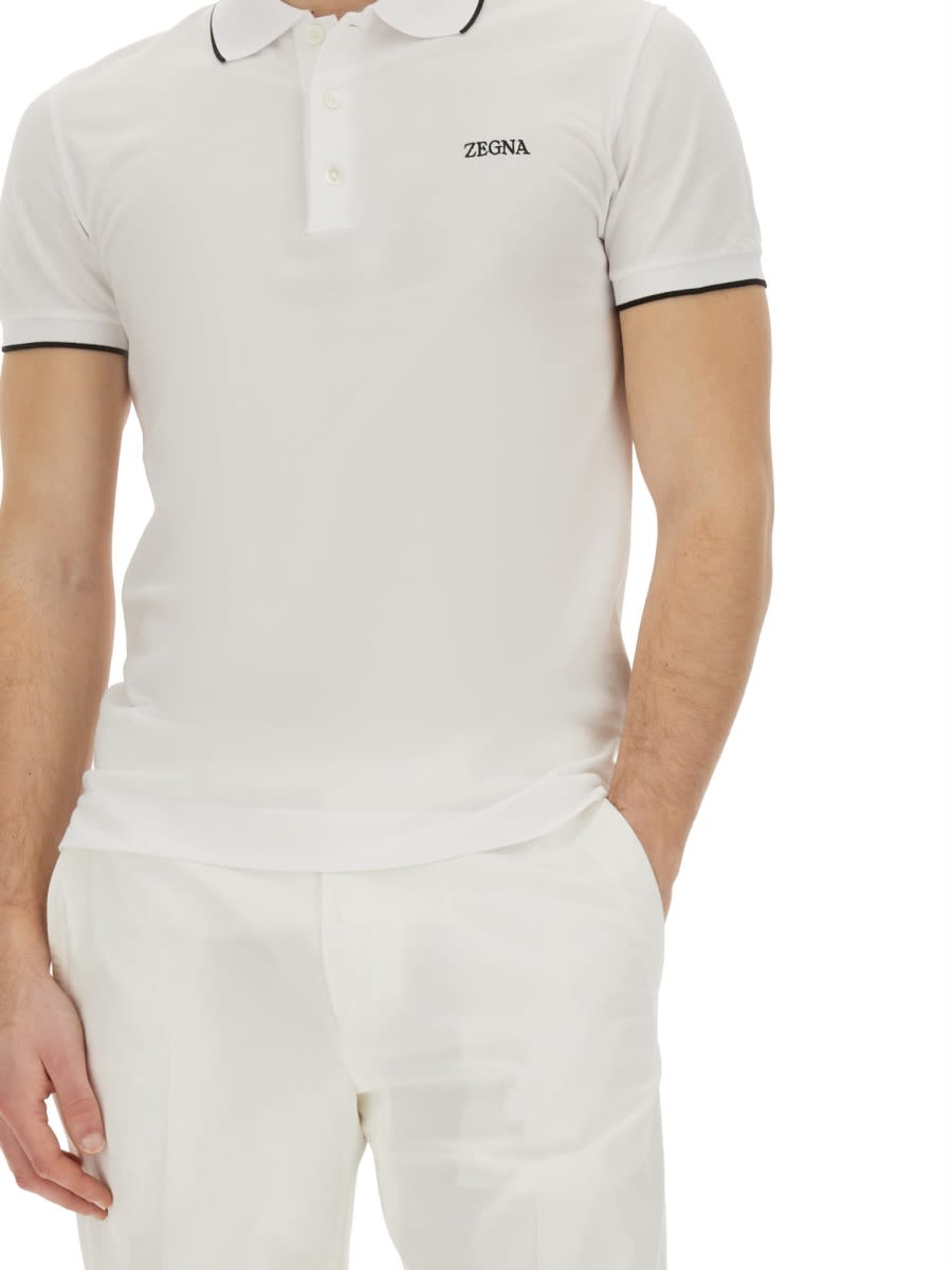 Shop Zegna Polo With Logo In White