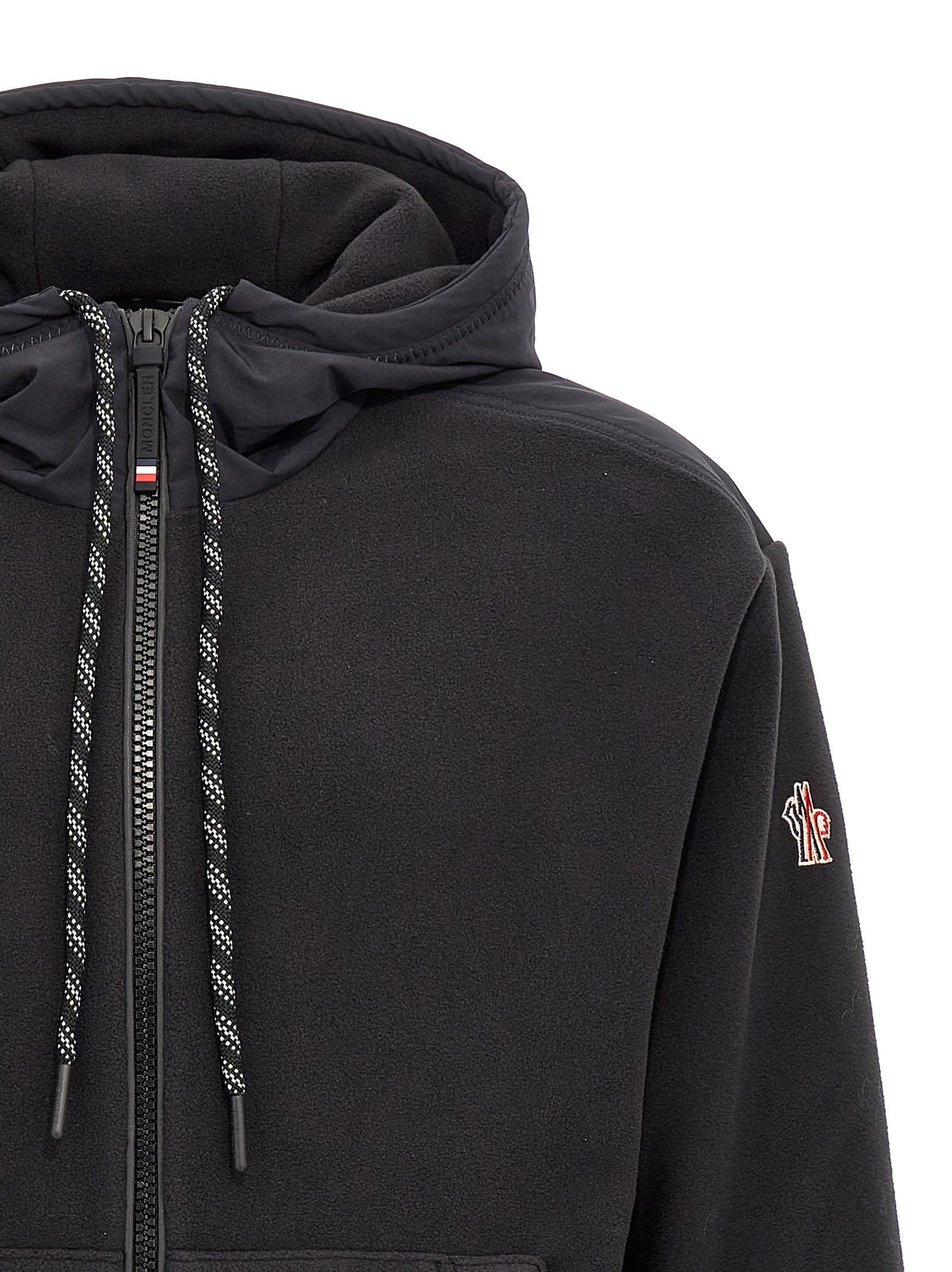 Shop Moncler Fleece Hoodie In Black