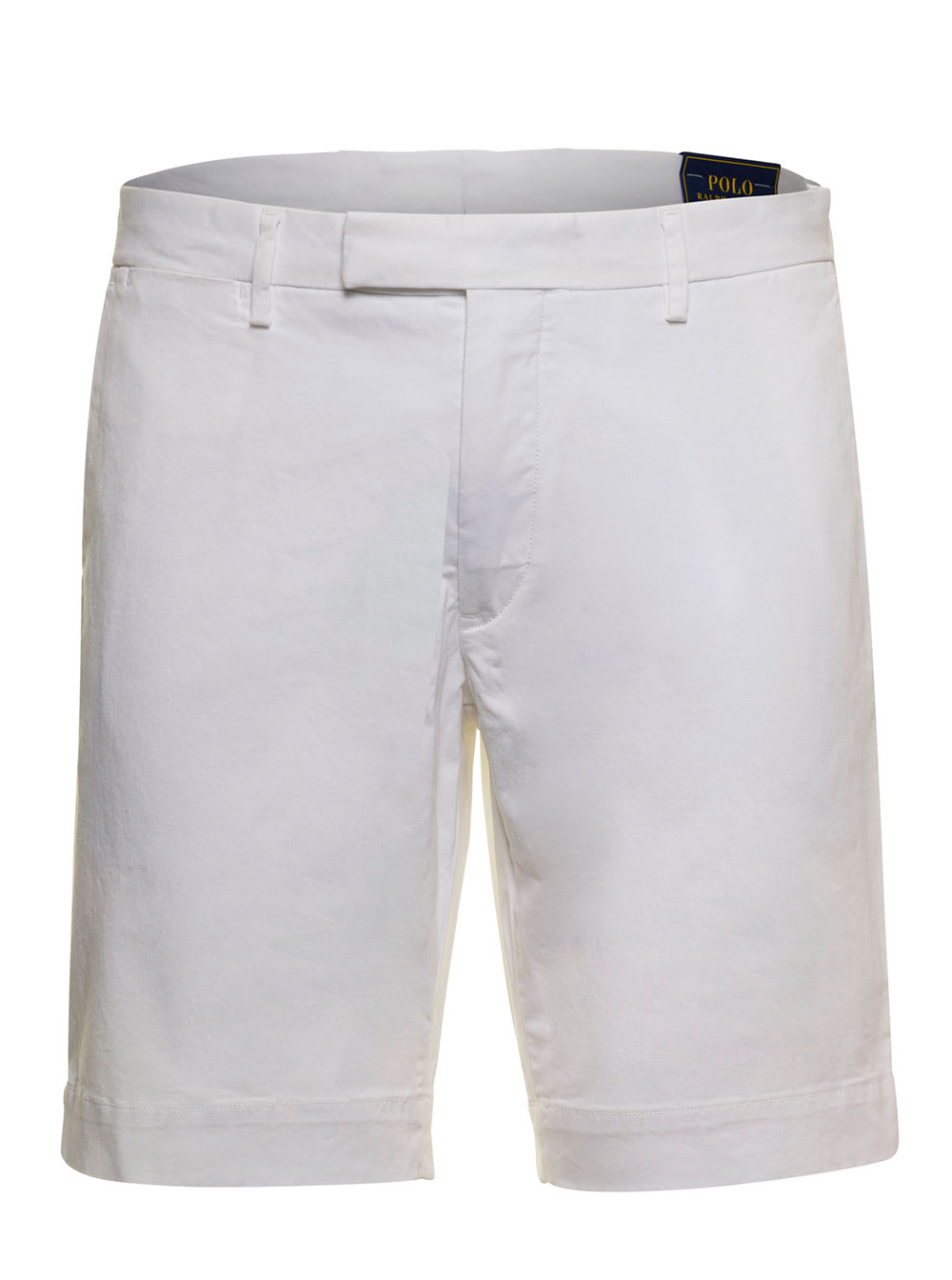 Mans White Cotton Bermuda Shorts