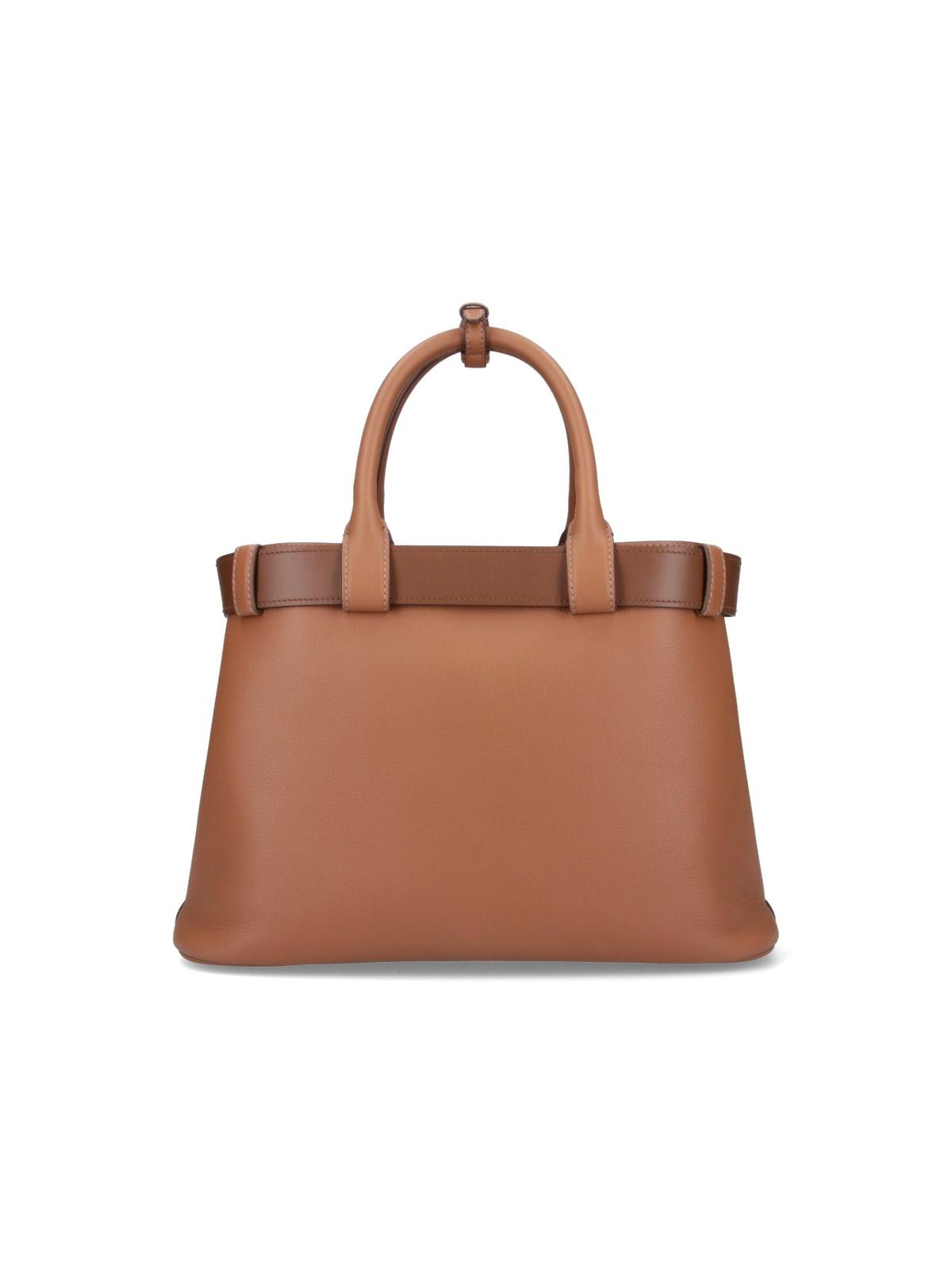 Shop Prada Buckle Medium Hand Bag In Caramel 0