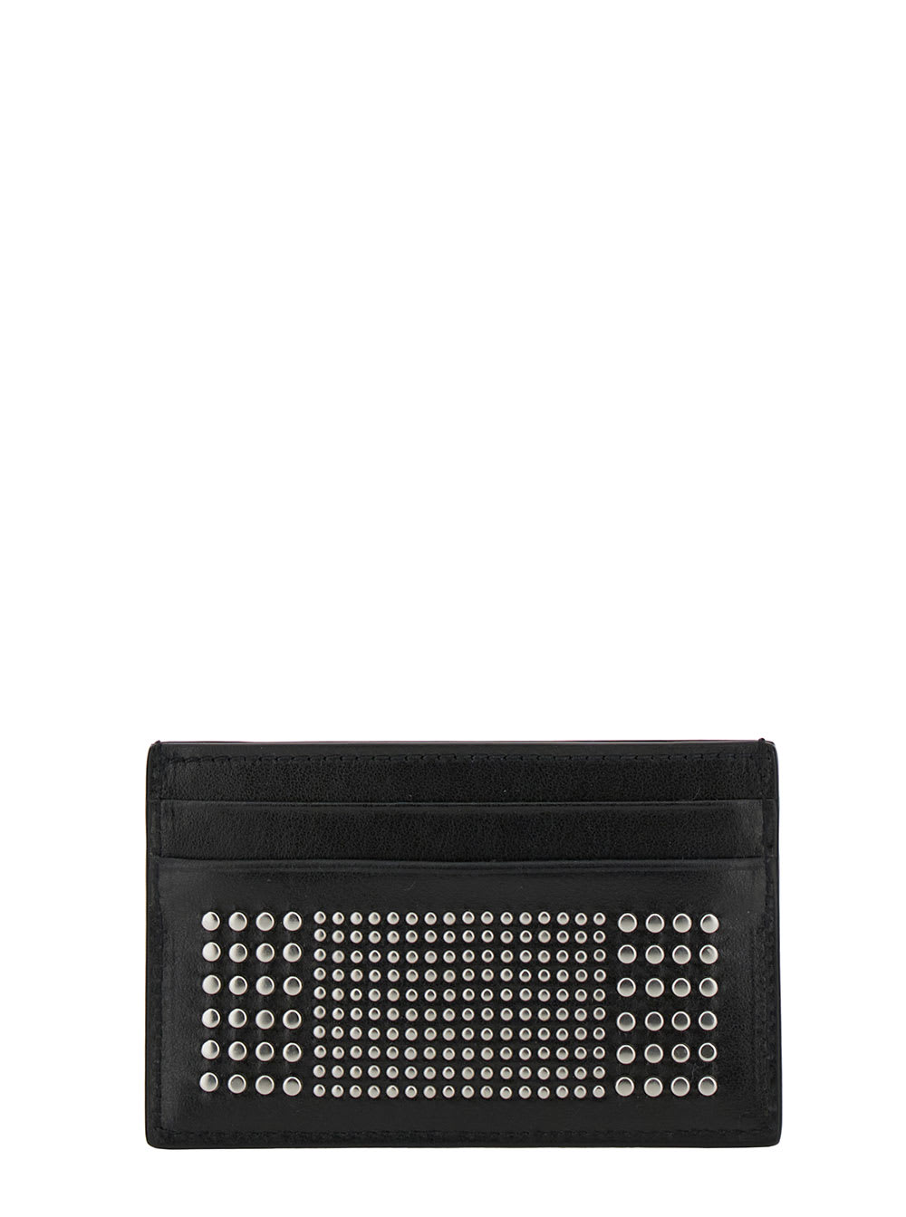 Shop Alexander Mcqueen Black Card-holder With Silver-finished Studs In Leather Man