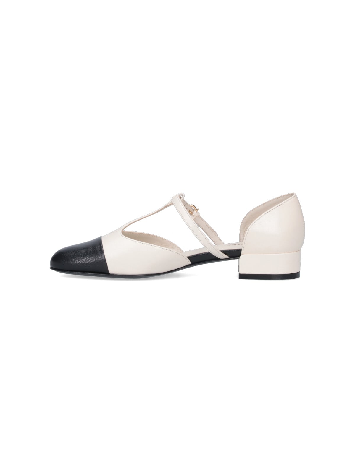 Shop Ferragamo T-strap Ballet Flats In Cream