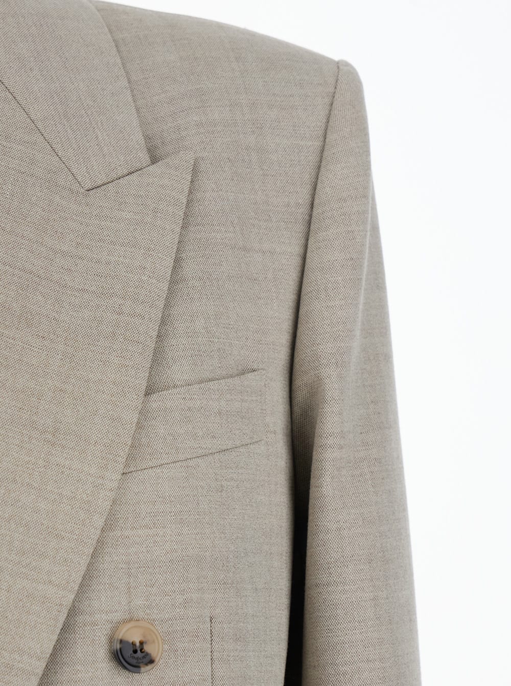 Saint Laurent Grey Double-breasted Jacket With Peak Revers In Wool Woman In Brown