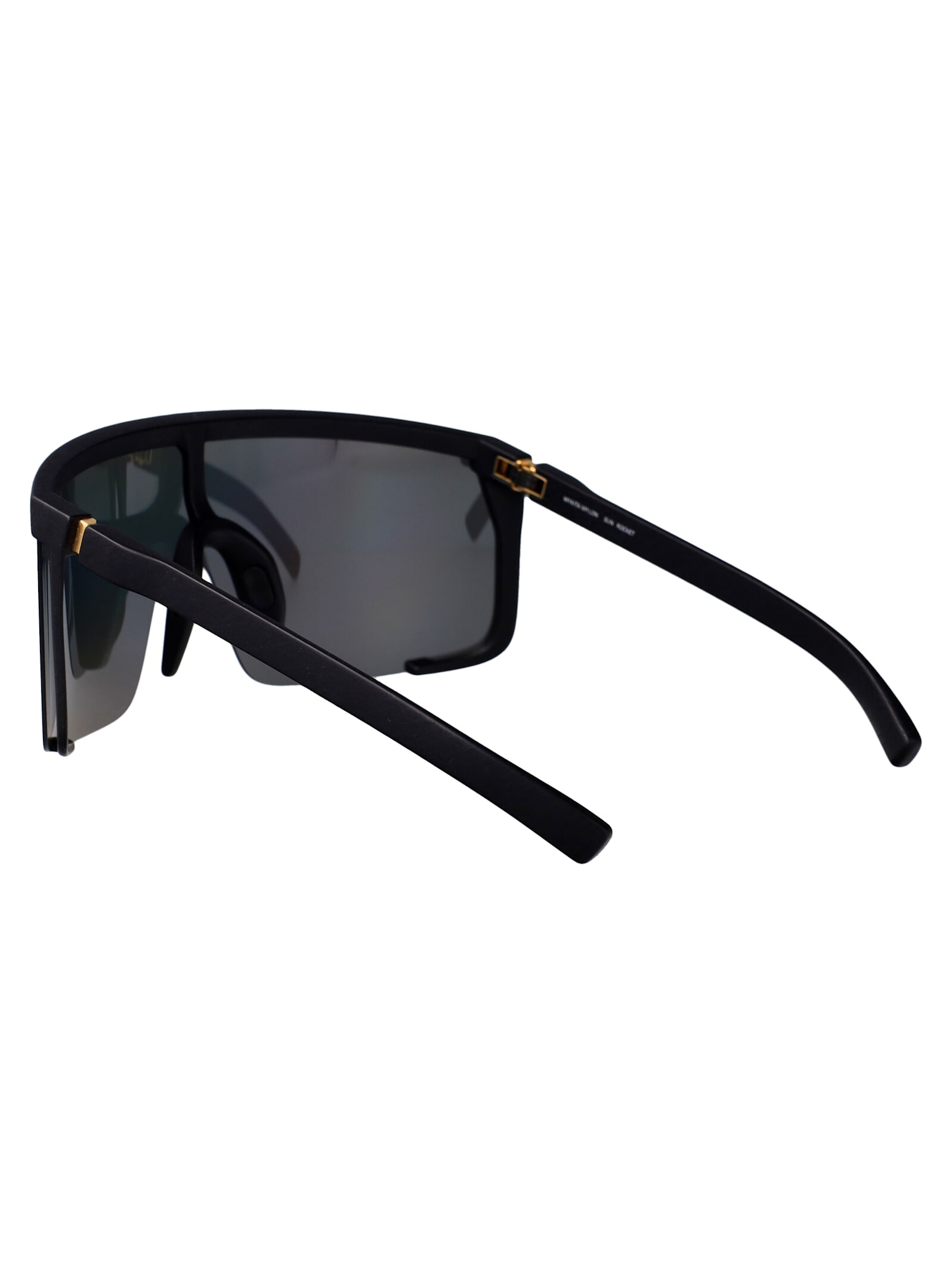Mykita Md1 Pitch Black Gold Shield Acetate Sunglasses In Black