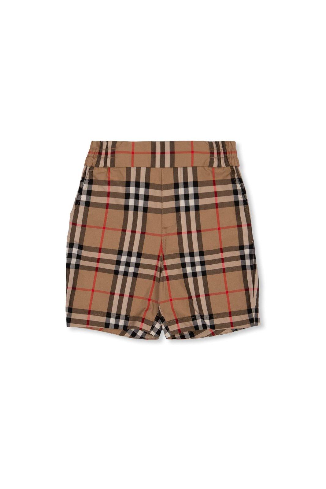 Burberry Kids' Checked Elastic Waist Shorts In Neutral