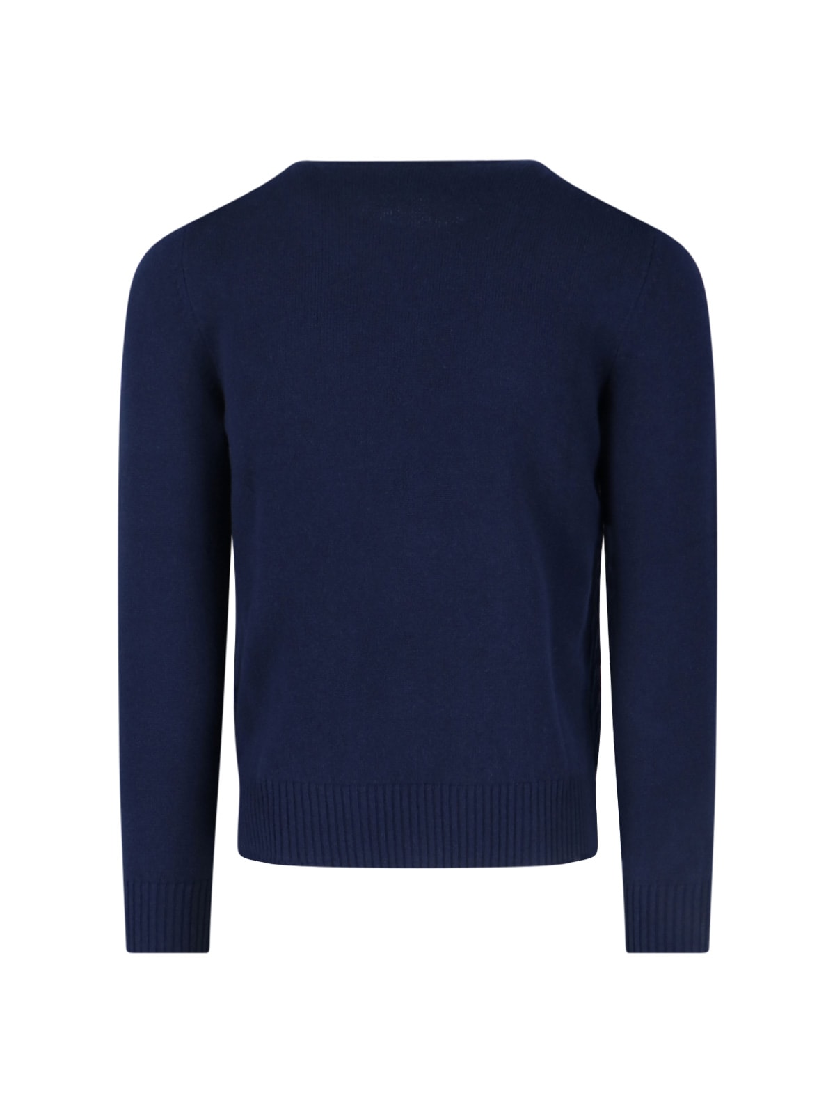 Drumohr Ribbed Crewneck Sweater With Cuffs And Hem In Blue