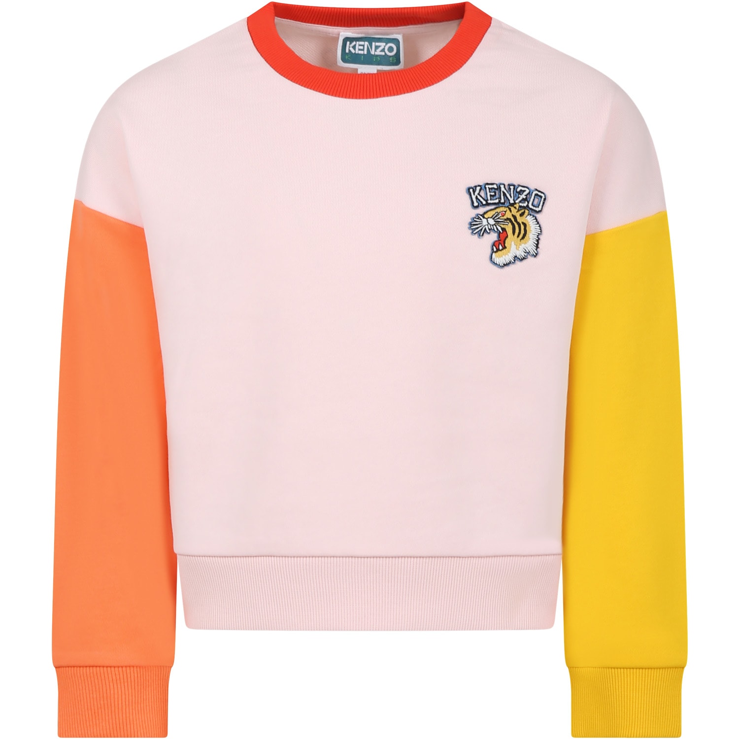 Shop Kenzo Multicolored Sweatshirt For Girl With Iconic Tiger And Logo