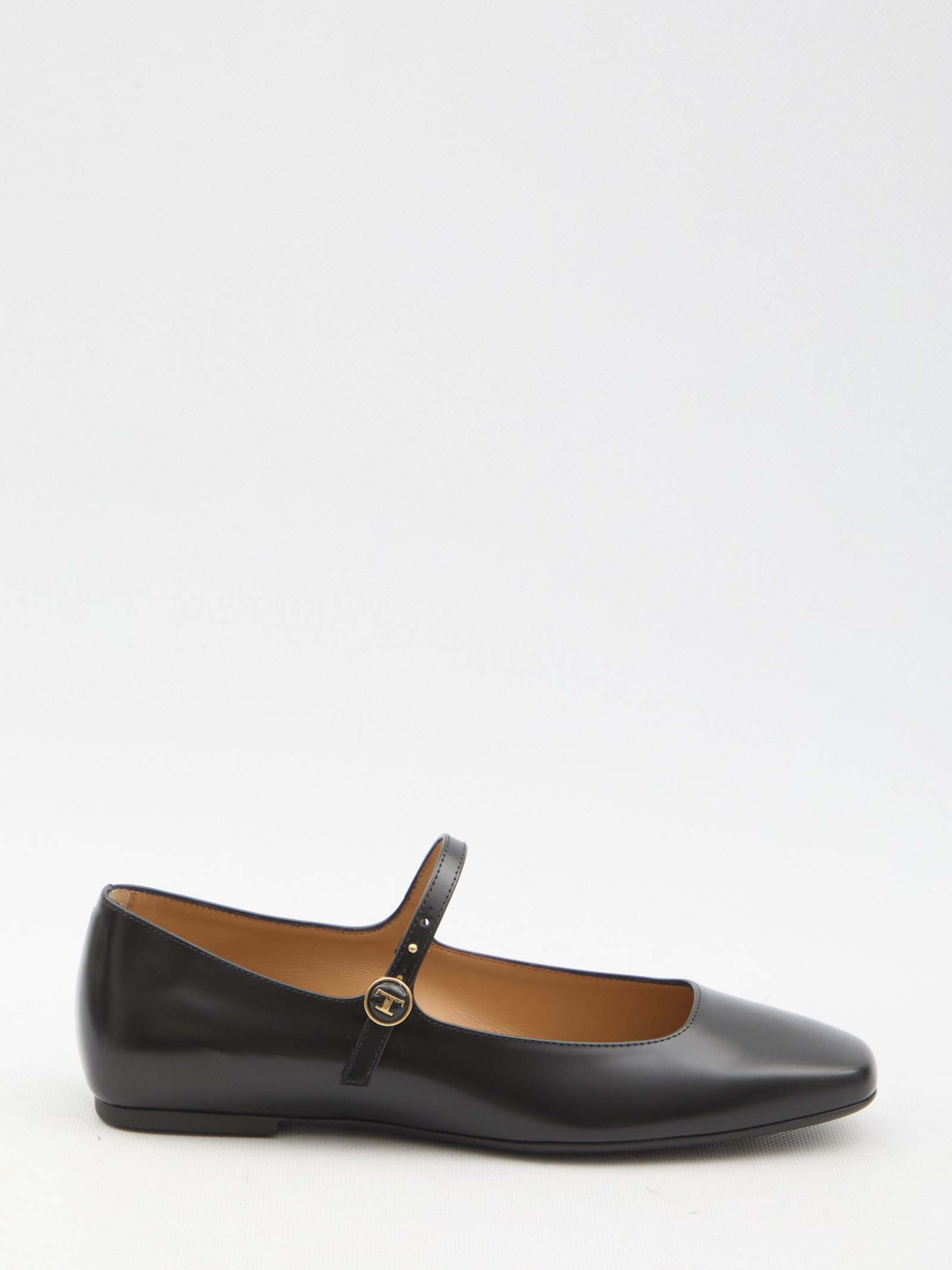 Shop Tod's Leather Ballerinas In Black