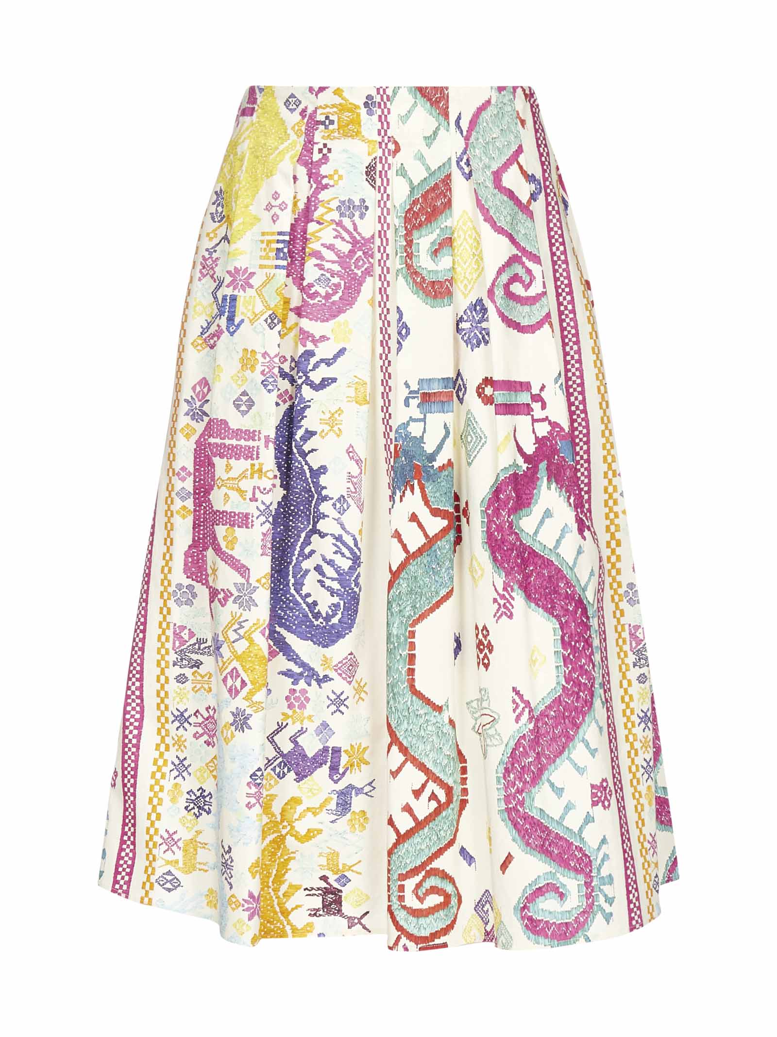 Etro Lampedusa Ethnic Print Cotton Skirt