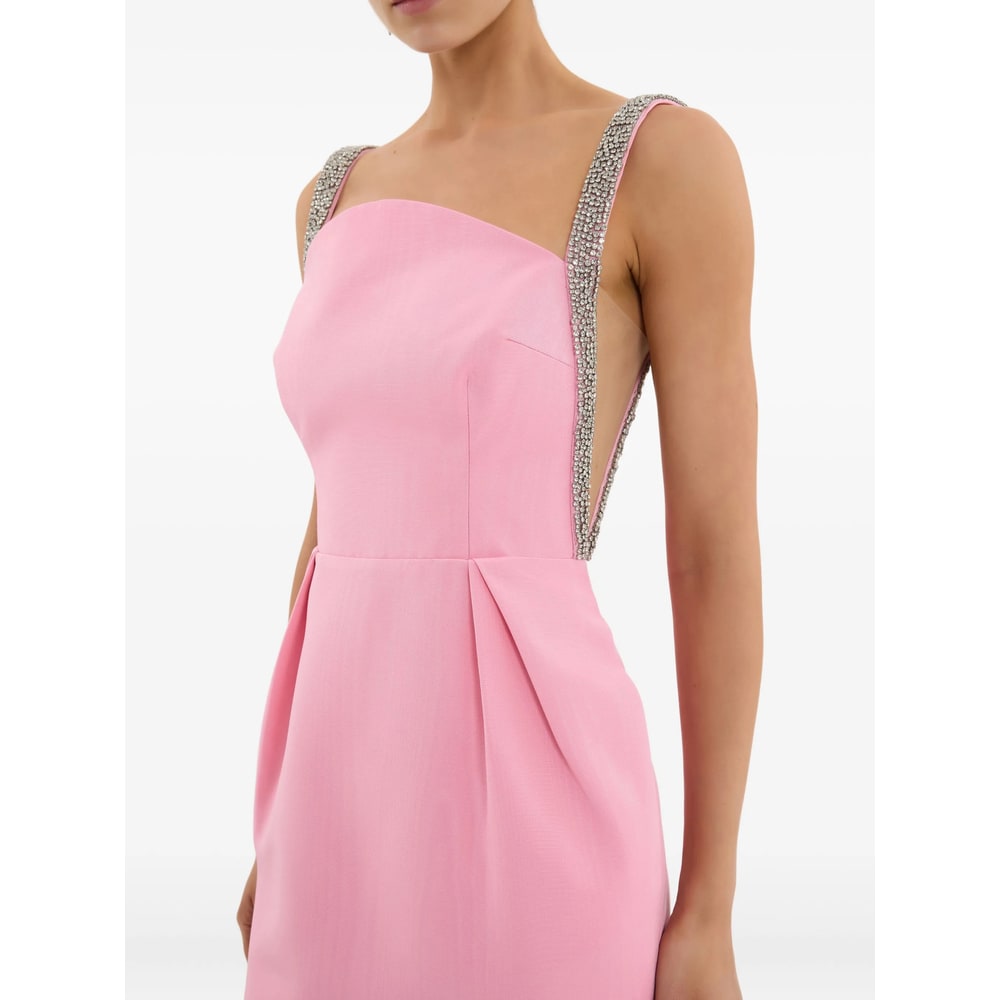 Rebecca Vallance Womens Pink Amaro Diamante-embellished Crepe Midi Dress