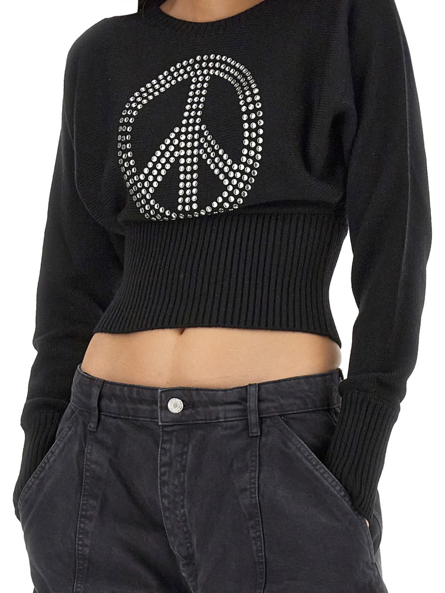 Shop M05ch1n0 Jeans Peace Symbol Jersey In Black