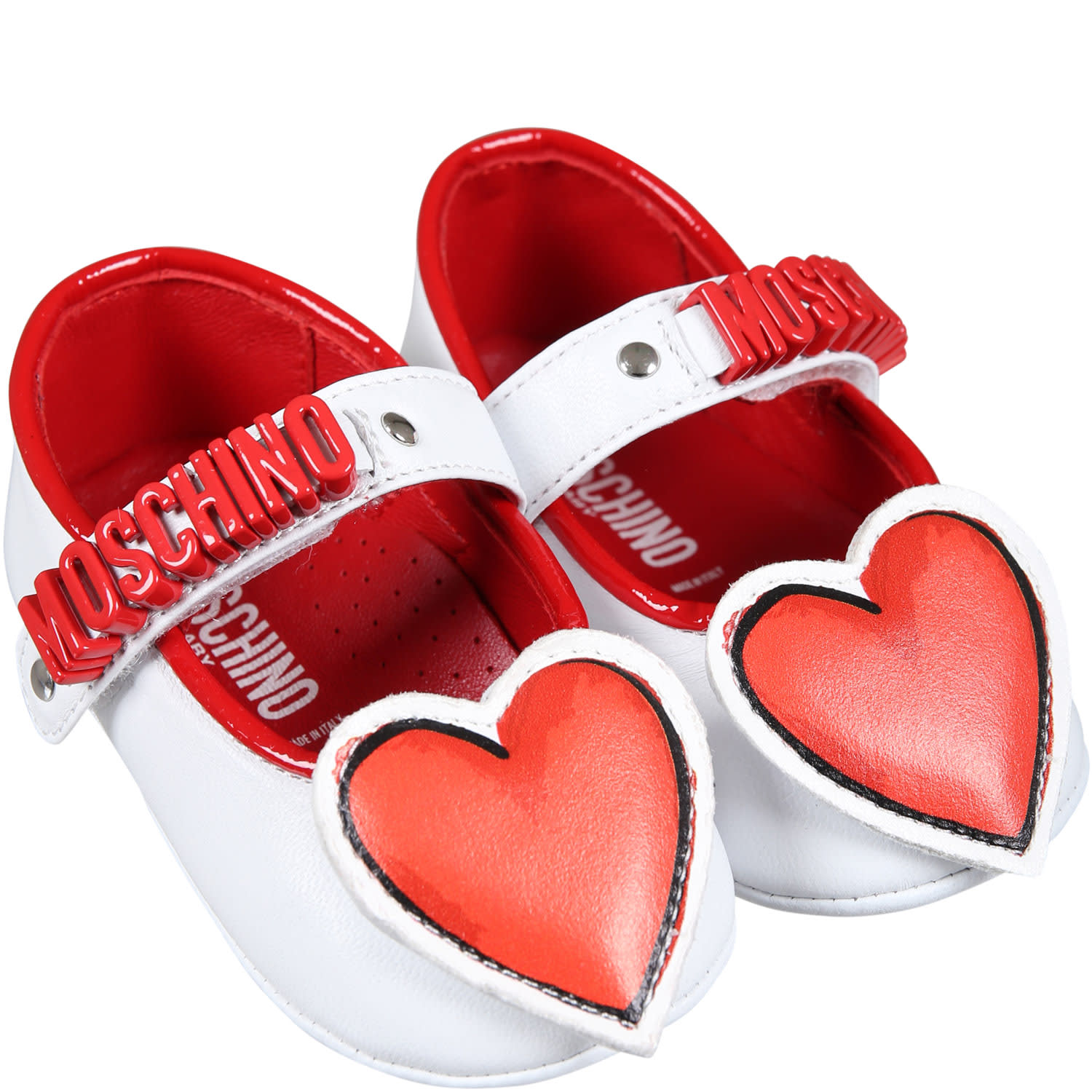 Shop Moschino White Ballet Flats For Baby Girl With Heart