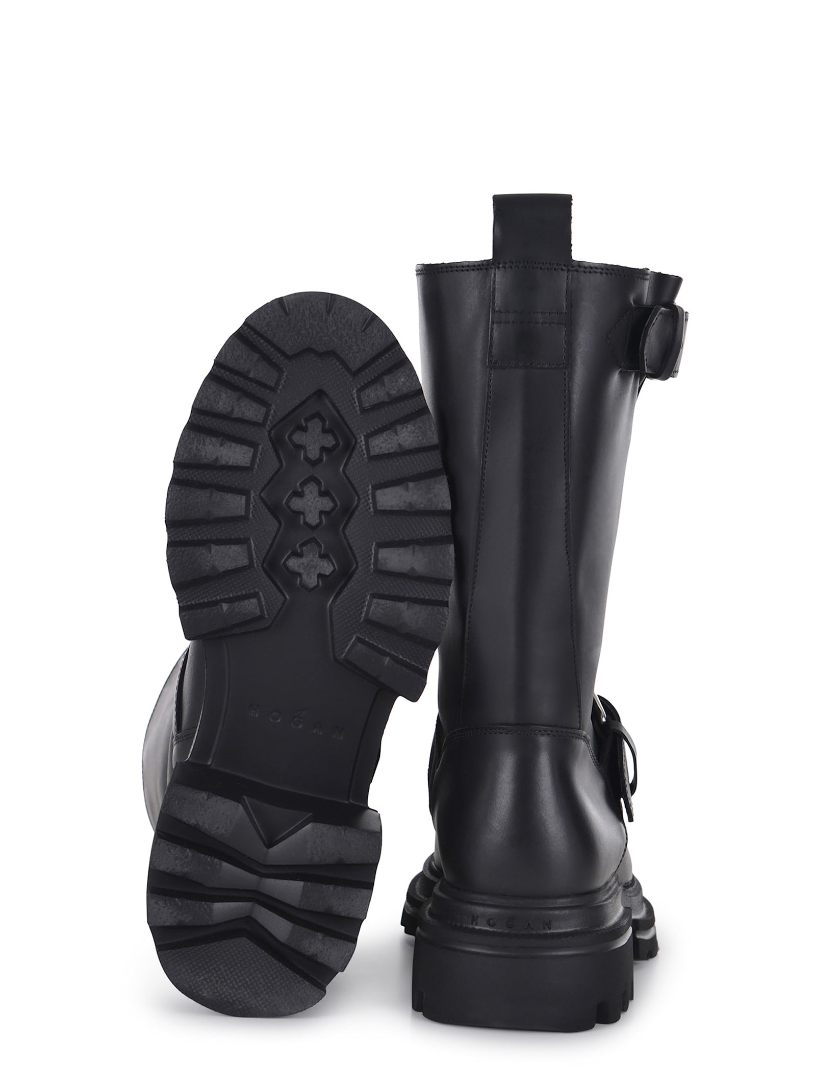 Shop Hogan Biker Boots  10-storey Made Of Smooth Leather In Black