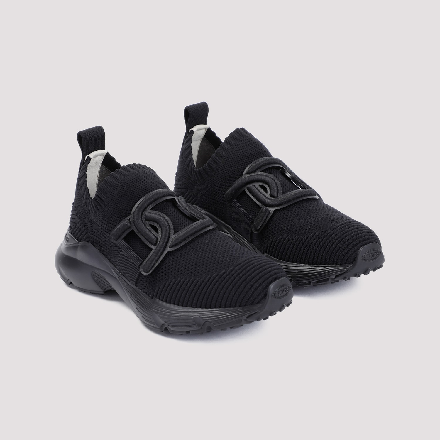 Shop Tod's Kate Knitted Sneakers In Nero