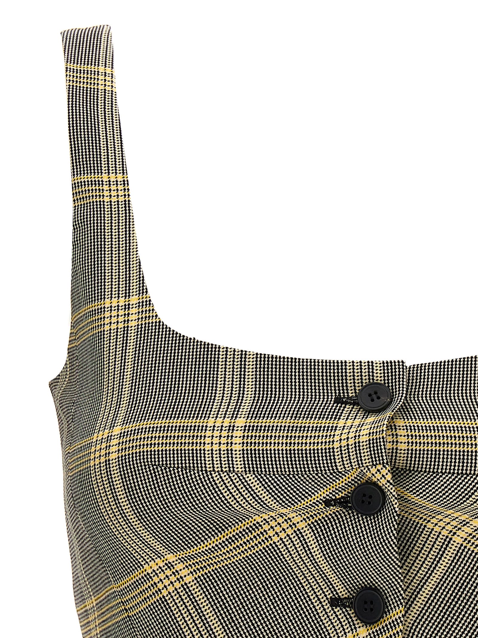 Marni Yellow Checked Tech Wool Crop Top In Multicolor