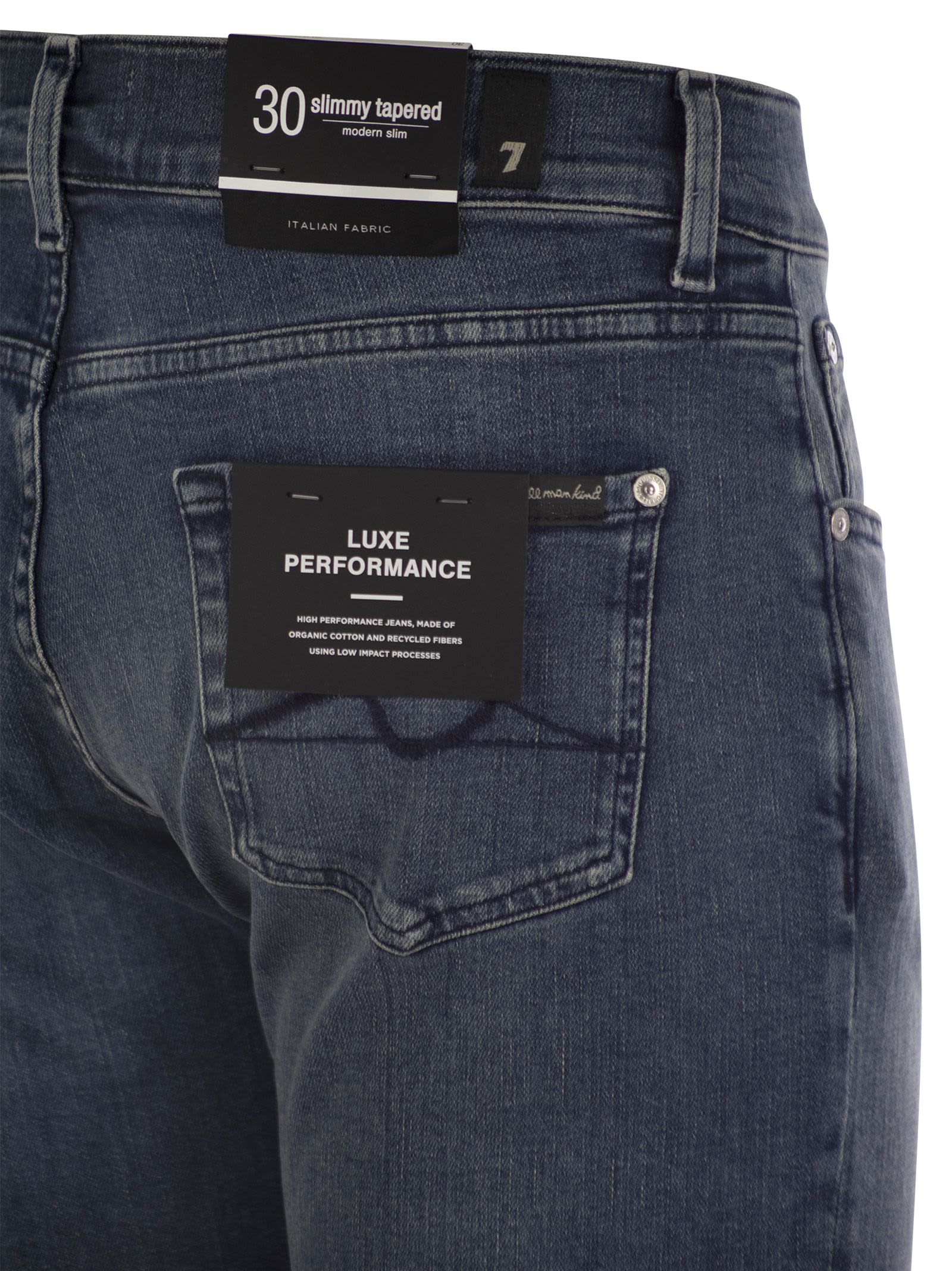 7 For All Mankind Slimmy Tapered Globe - Skinny Medium-waisted Jeans In Blue Denim