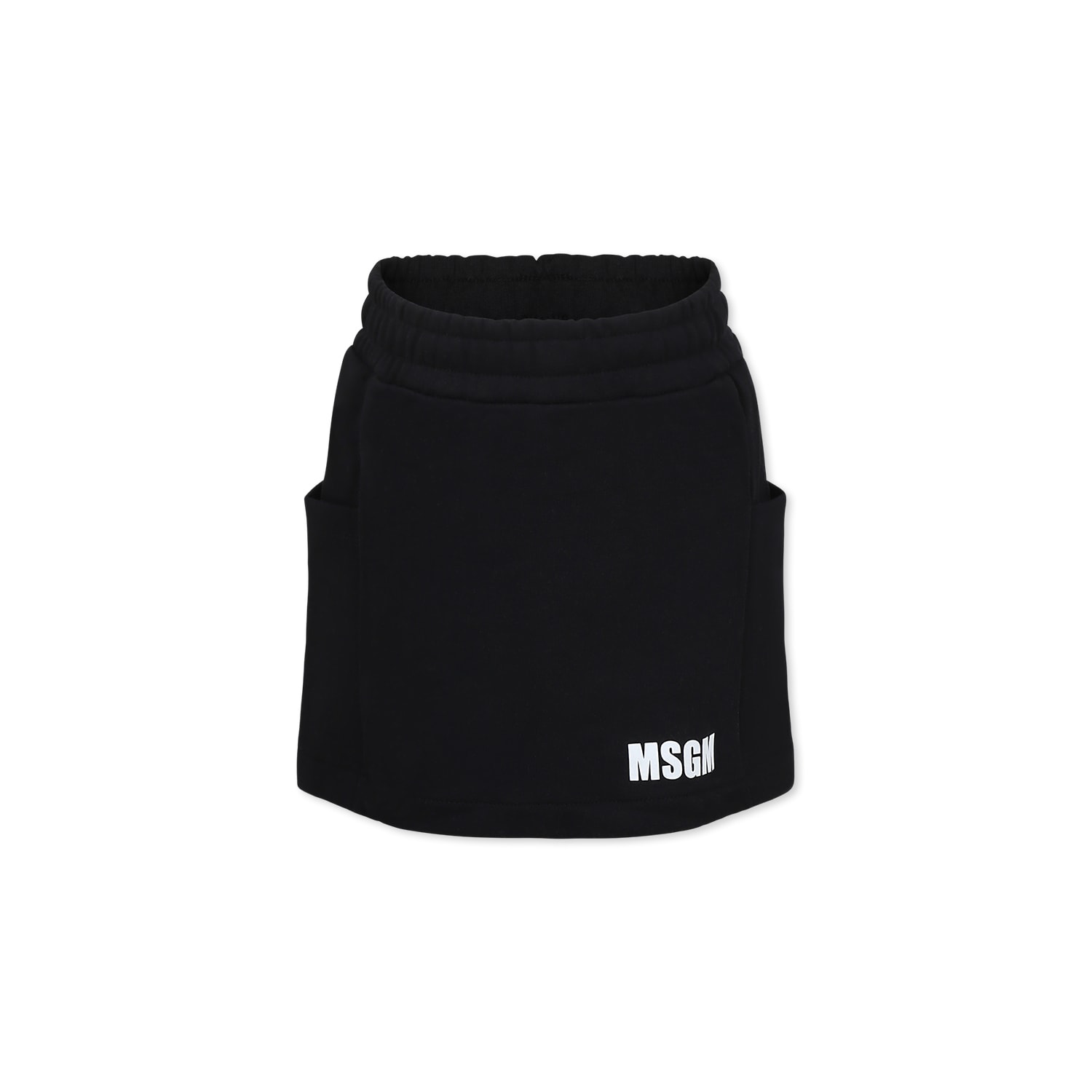 Msgm Black Skirt For Girl With Logo In Black