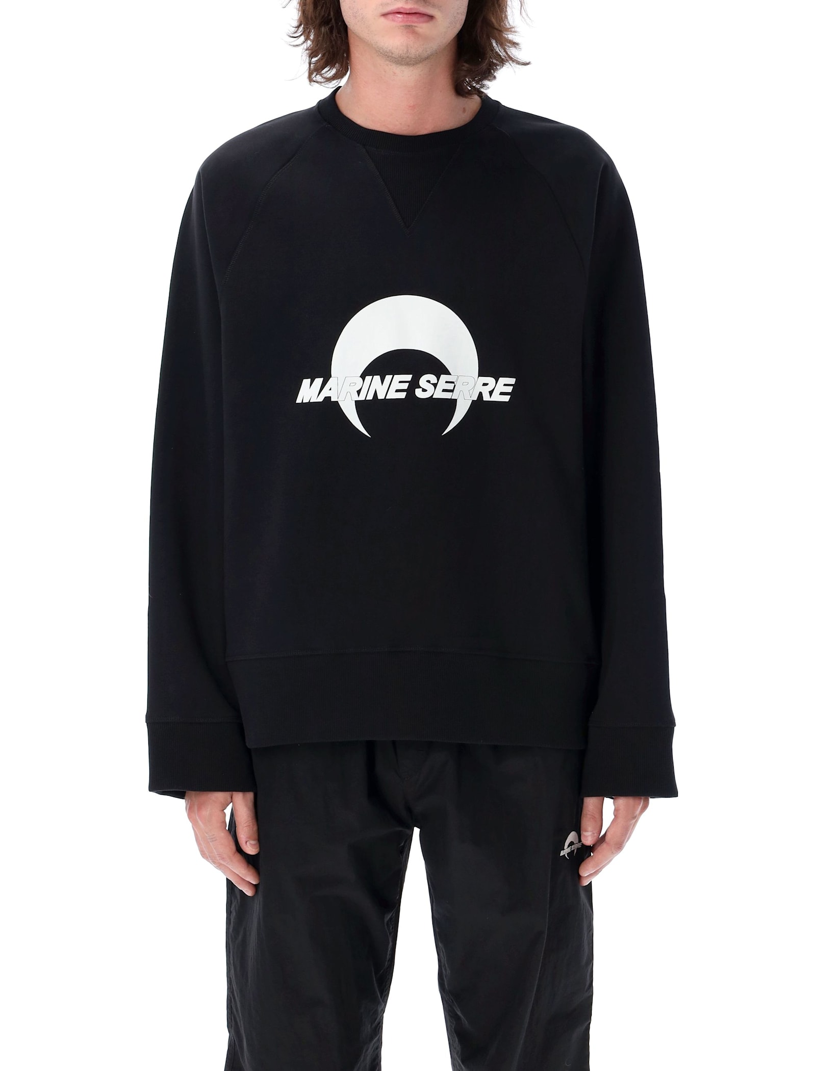 Shop Marine Serre Moon Logo Sweatshirt In Black