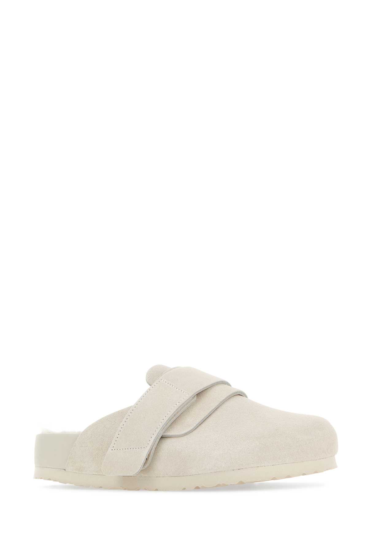 Shop Birkenstock Chalk Suede  X Tekla Nagoya Slippers In Powder