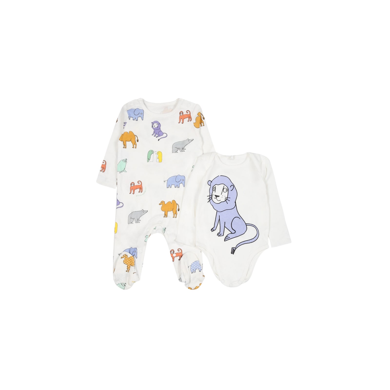 Stella Mccartney White Set For Babykids With Animals In White