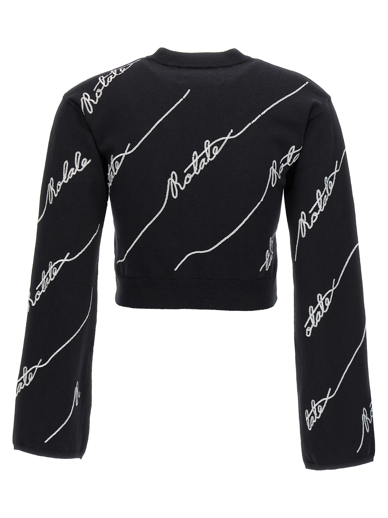 Shop Rotate Birger Christensen Sequin Logo Sweater In White/black