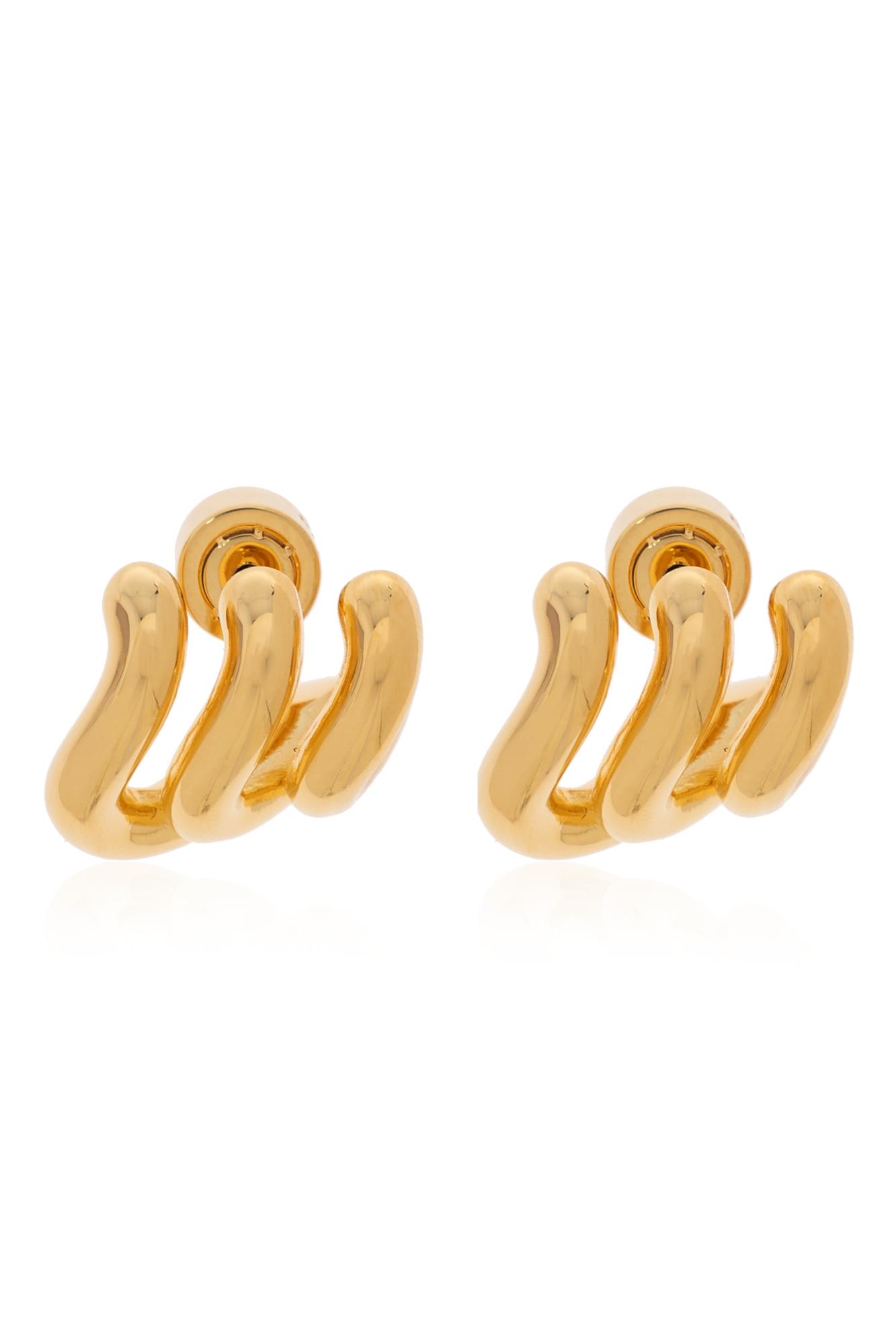 Shop Balenciaga Brass Earrings In Shiny Gold